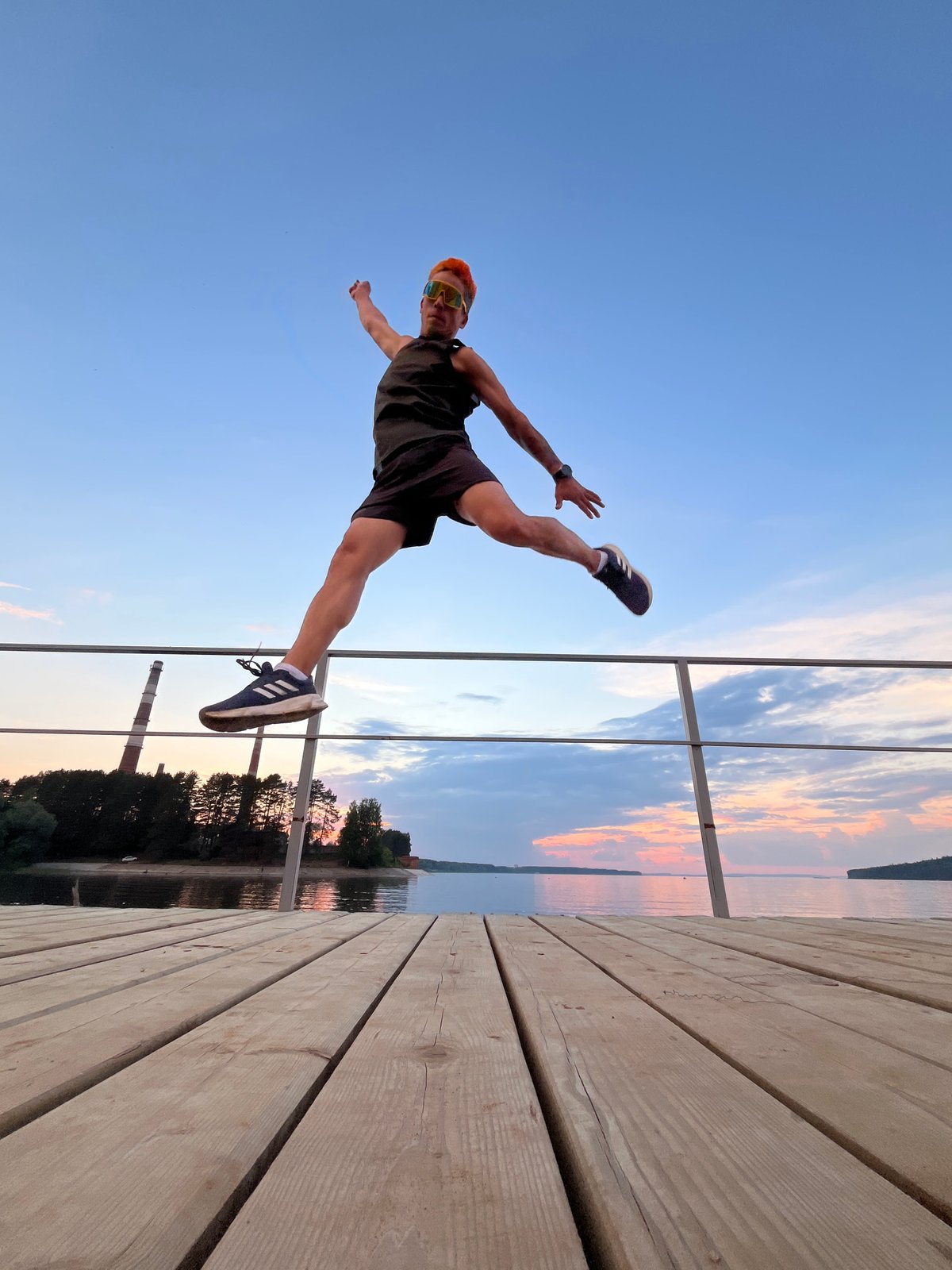 Sunset bike adventure through Chaikovsky with pier jumping