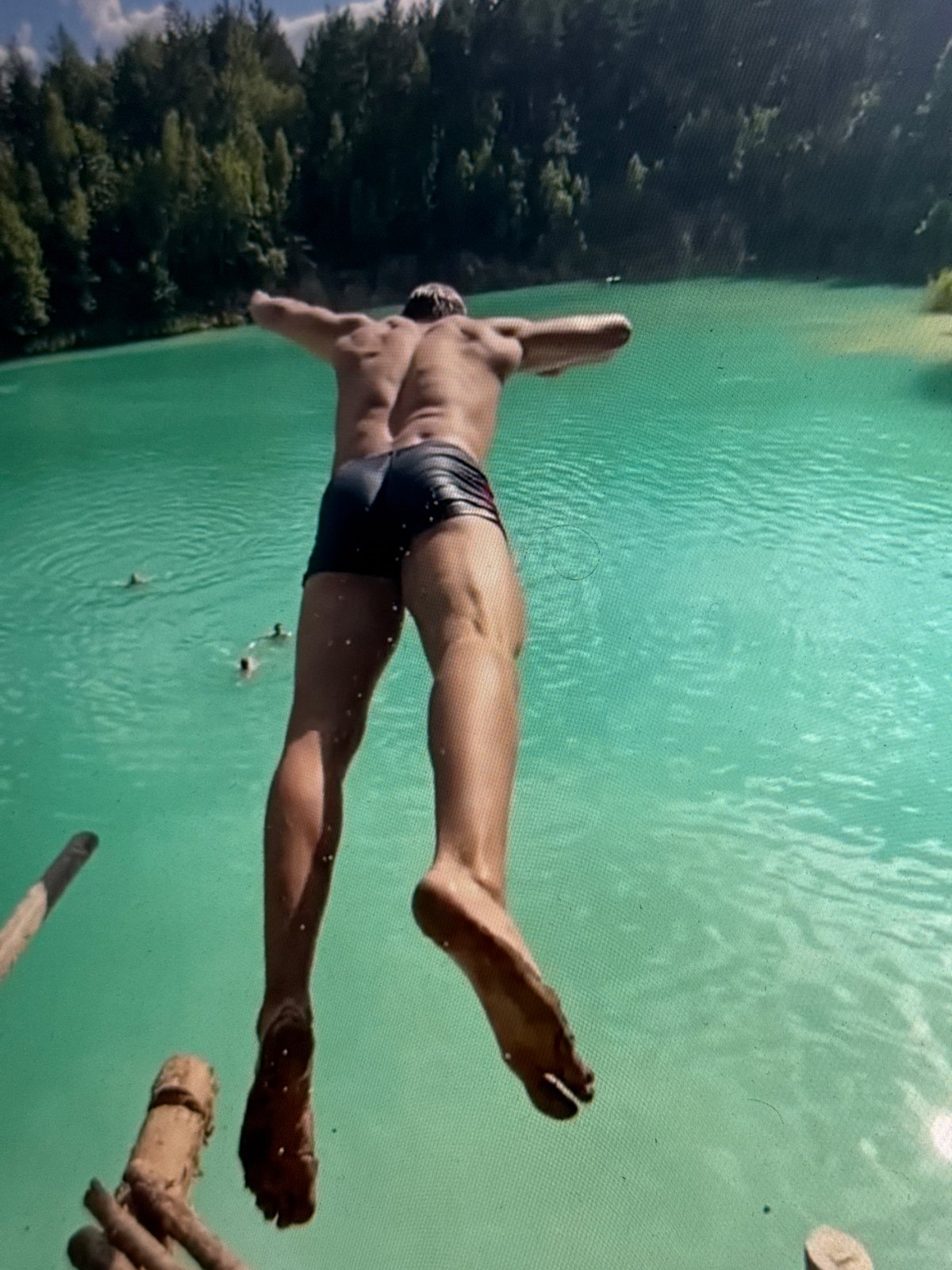 Man dives into lake in Minsk, Belarus
