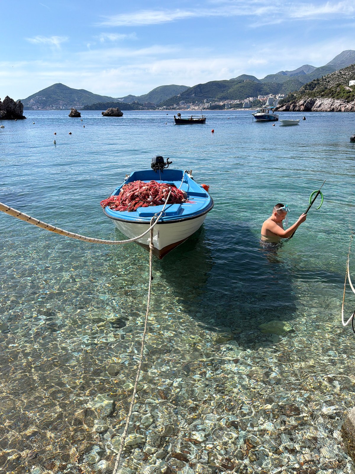 Young spearfisher spotted in clear waters off Pržno beach