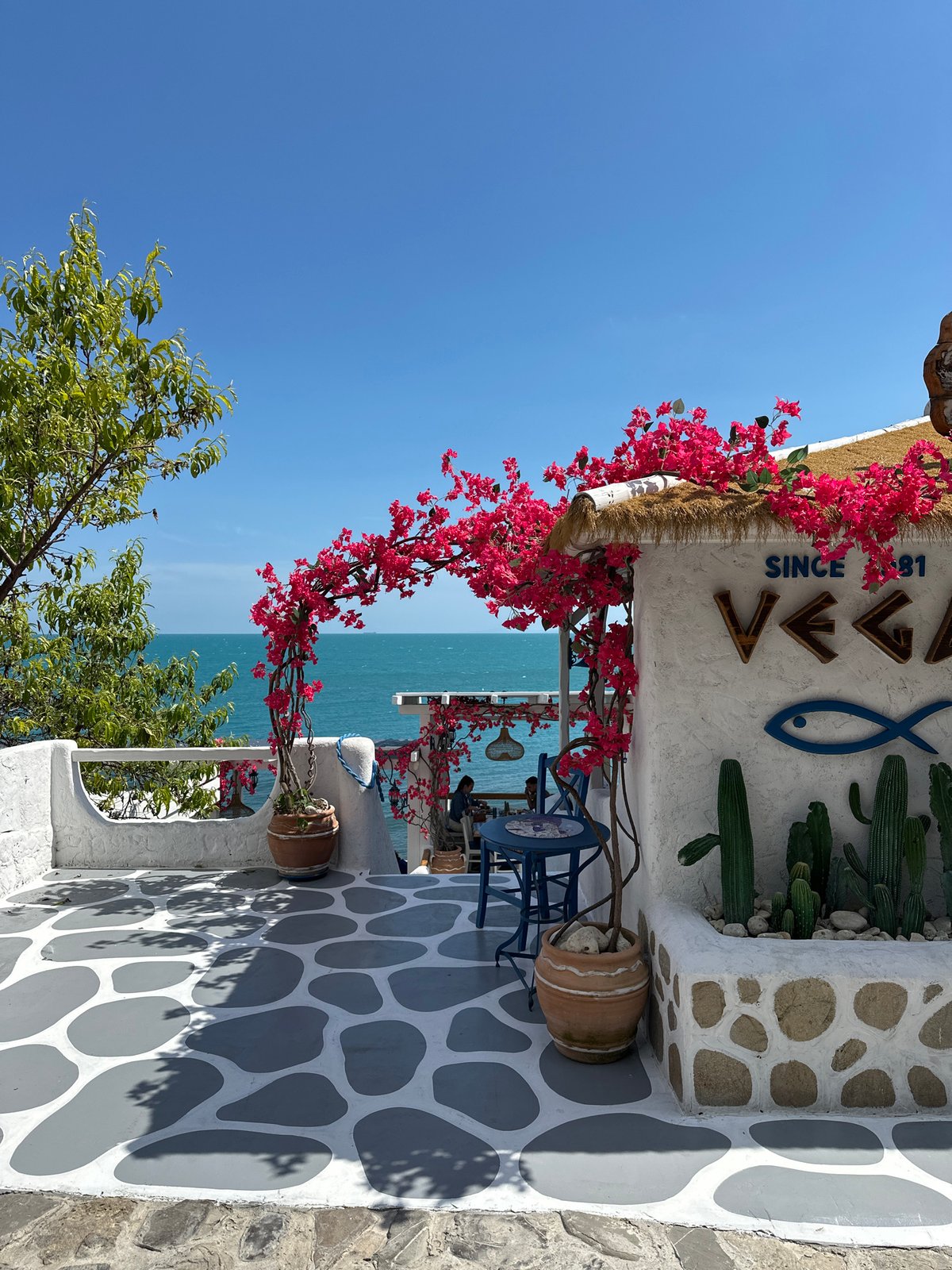 Sunny afternoon on Nesebar's seaside terrace