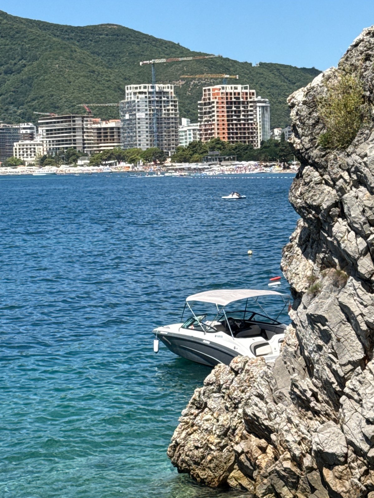 Calm summer morning on the Adriatic coast in Budva