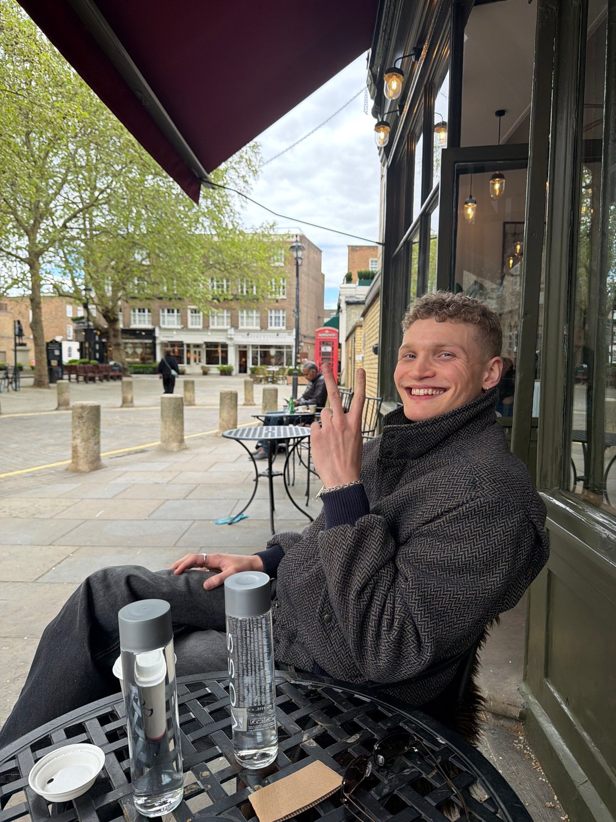 Visitor explores design showroom displays in central London