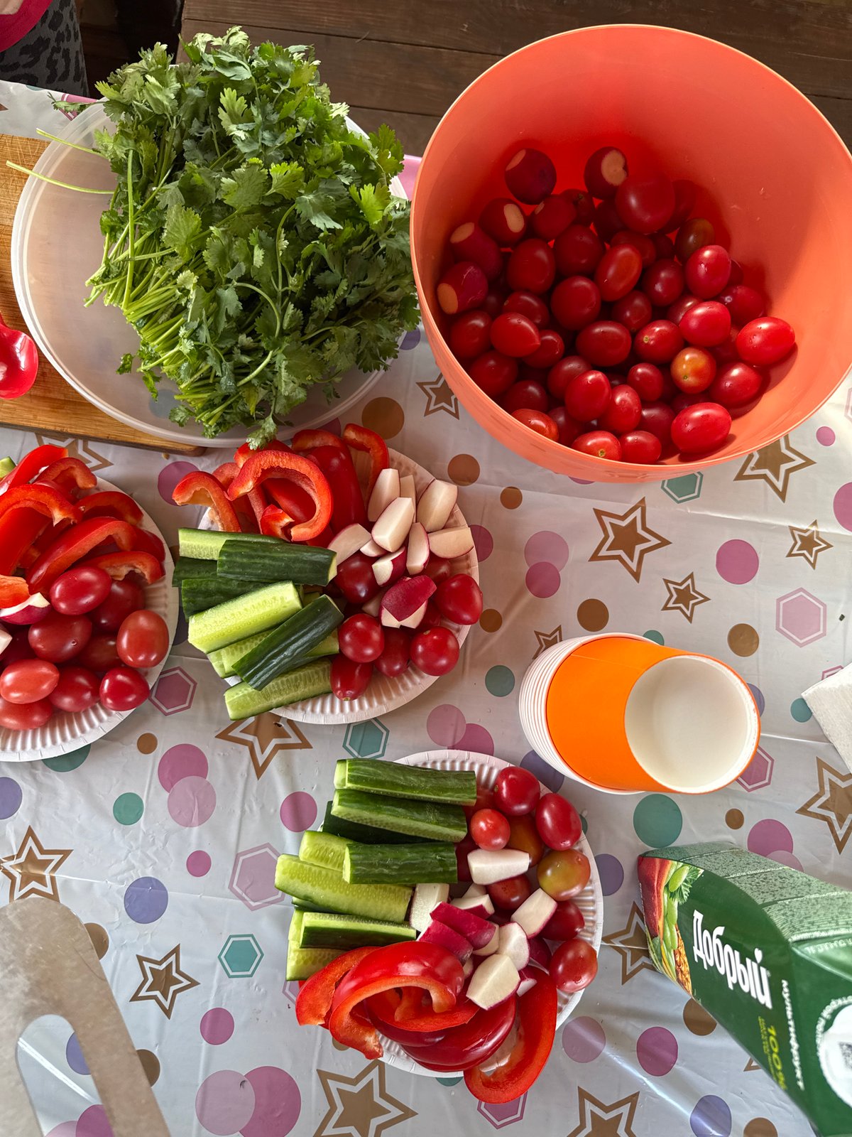 Party snack table arranged in Кузнецово, Russia