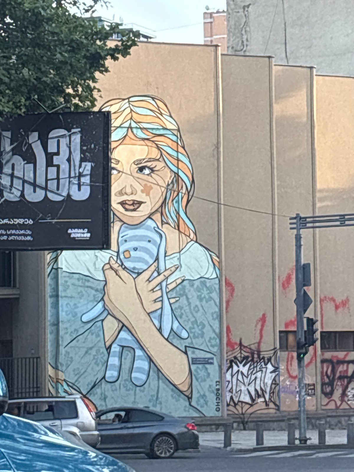 Tbilisi street art and public sculpture on a June afternoon