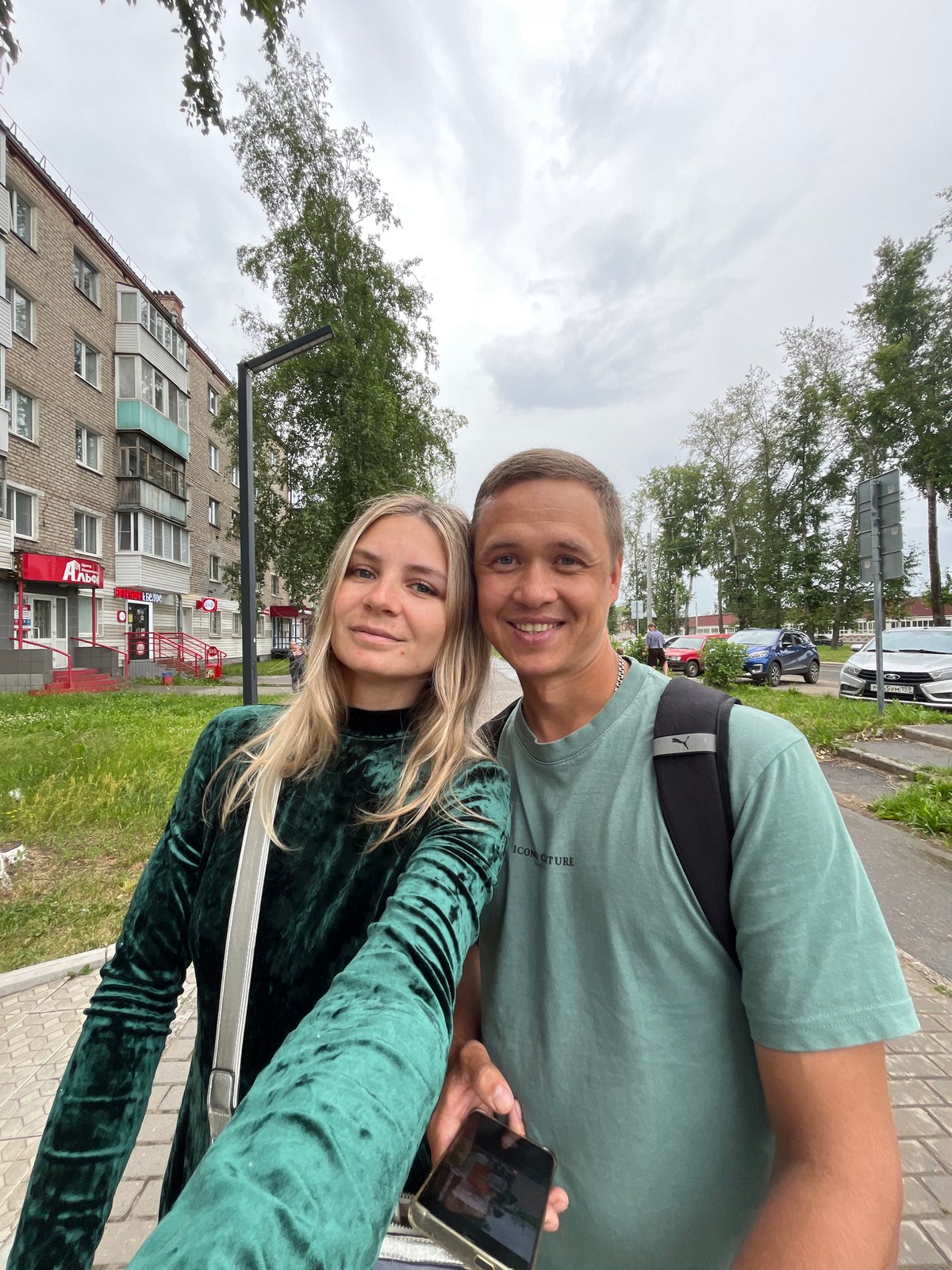 Morning out in Chaikovsky, with a pharmacy mascot on the street
