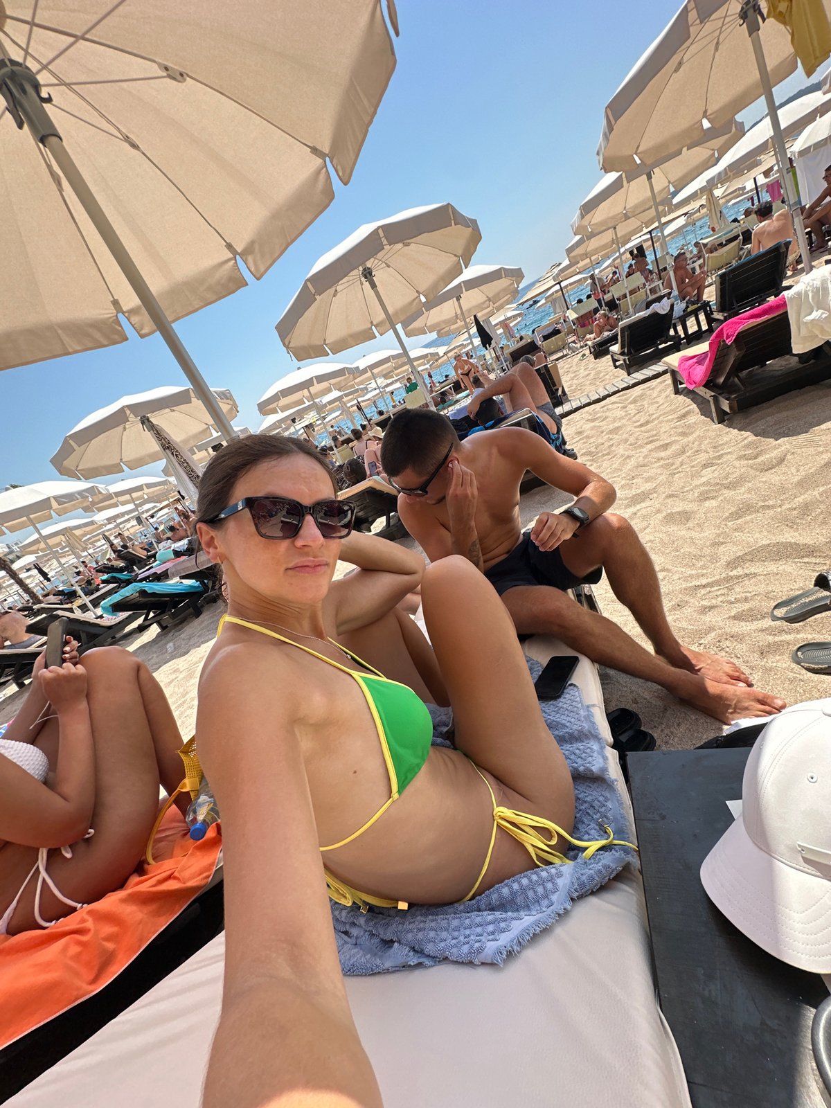 Packed summer beach day at Kamenovo, Montenegro