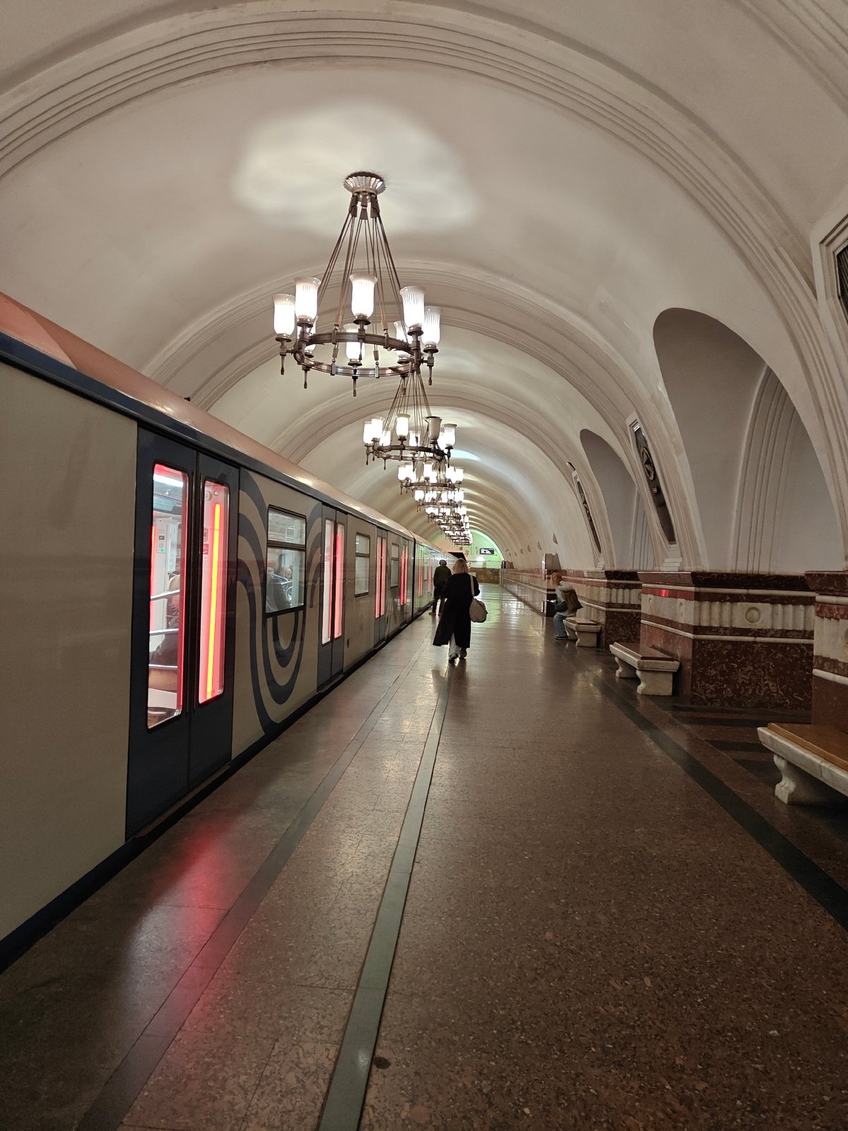Morning commuter activity observed at Moscow metro station