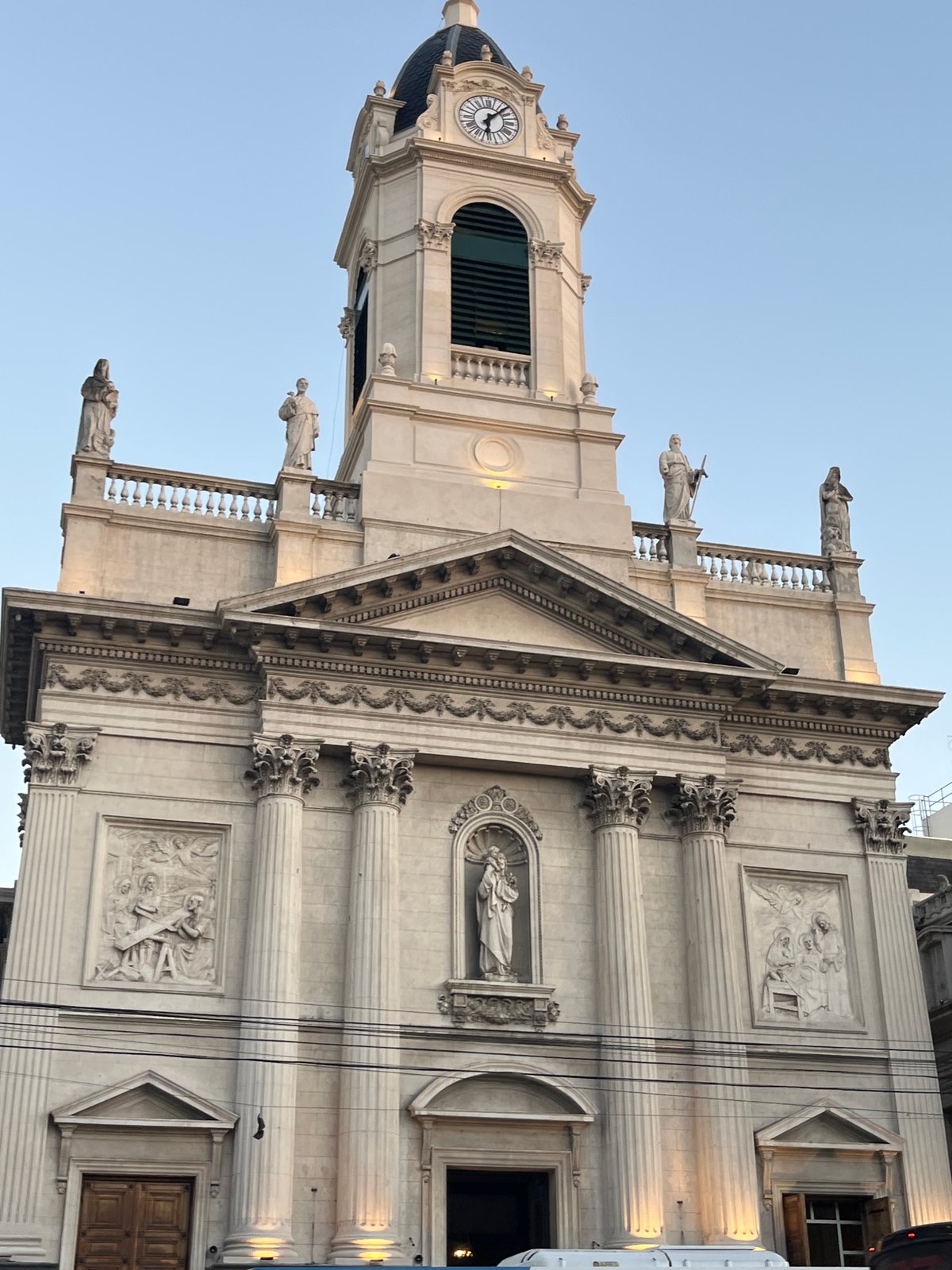 Buenos Aires architectural documentation captures church tower, street art