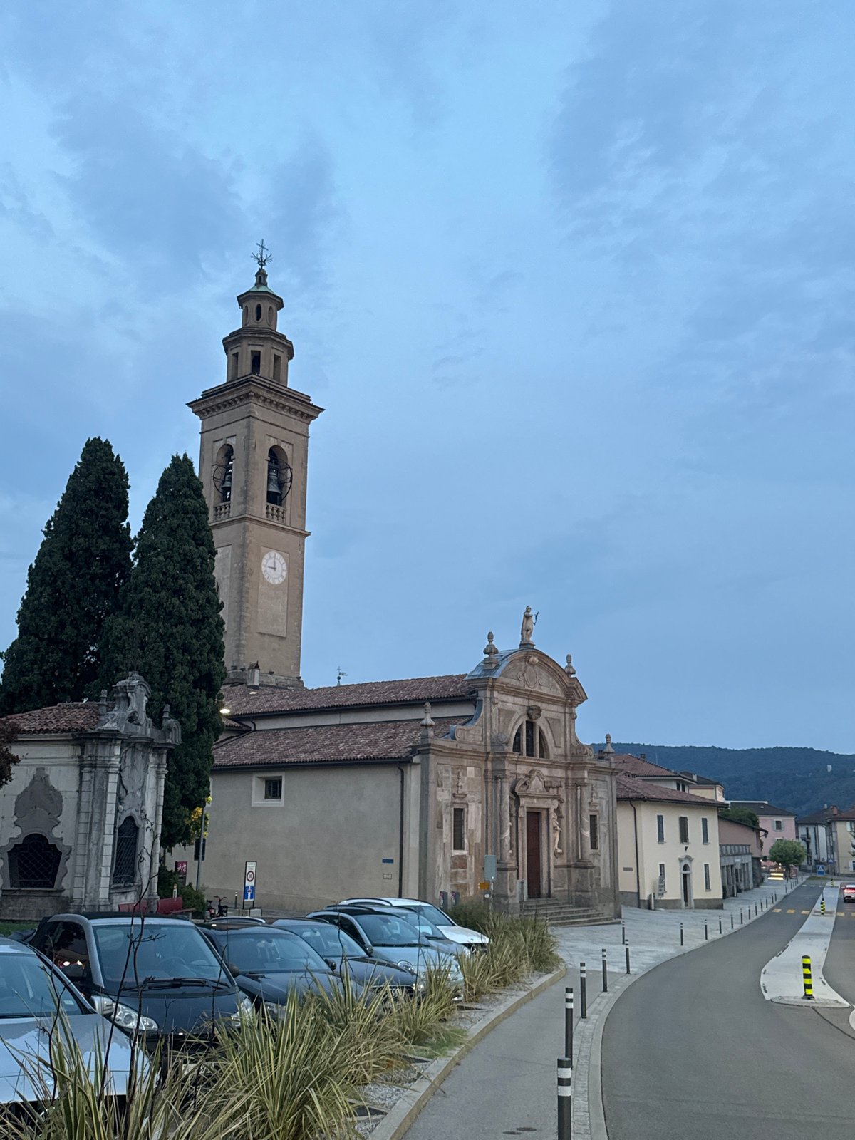 Dusk tour of Balerna's historic church complex in Switzerland