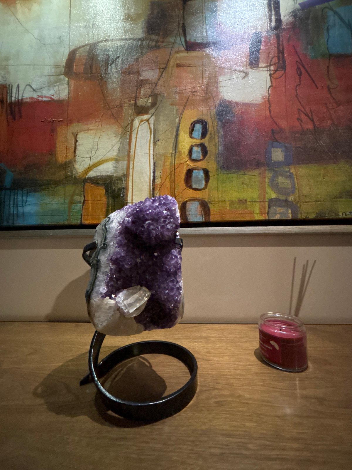 Abstract artwork documented in Mexican home interior