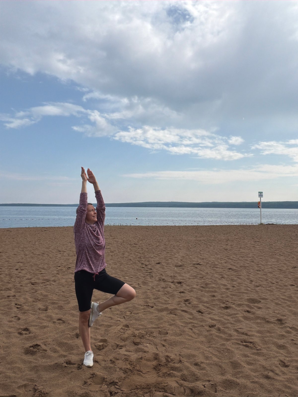 Morning at a Kama River beach in Chaikovsky, Russia
