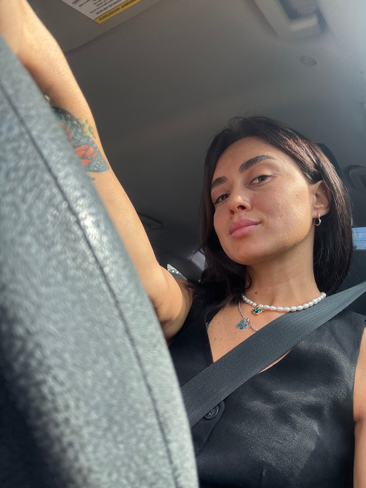 Quick selfie session inside a car in Tbilisi
