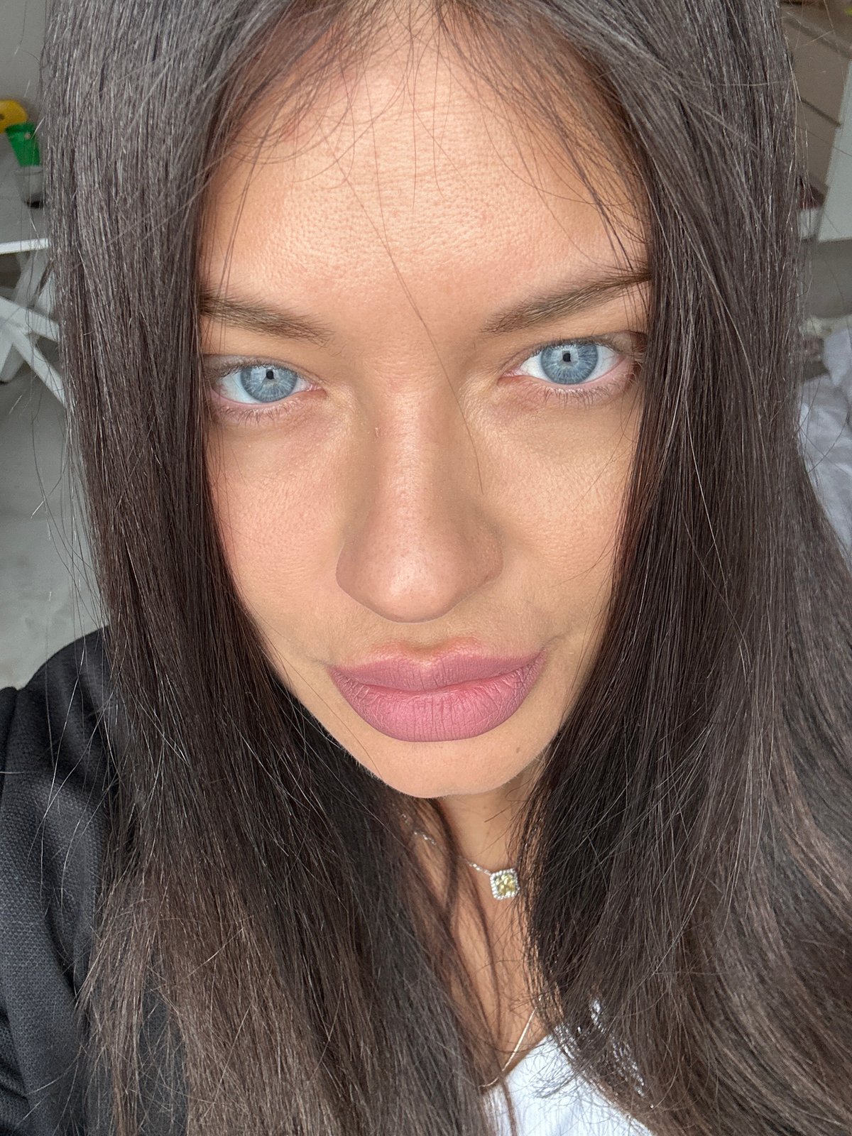 Portrait of blue-eyed woman captured in Khimki, Russia