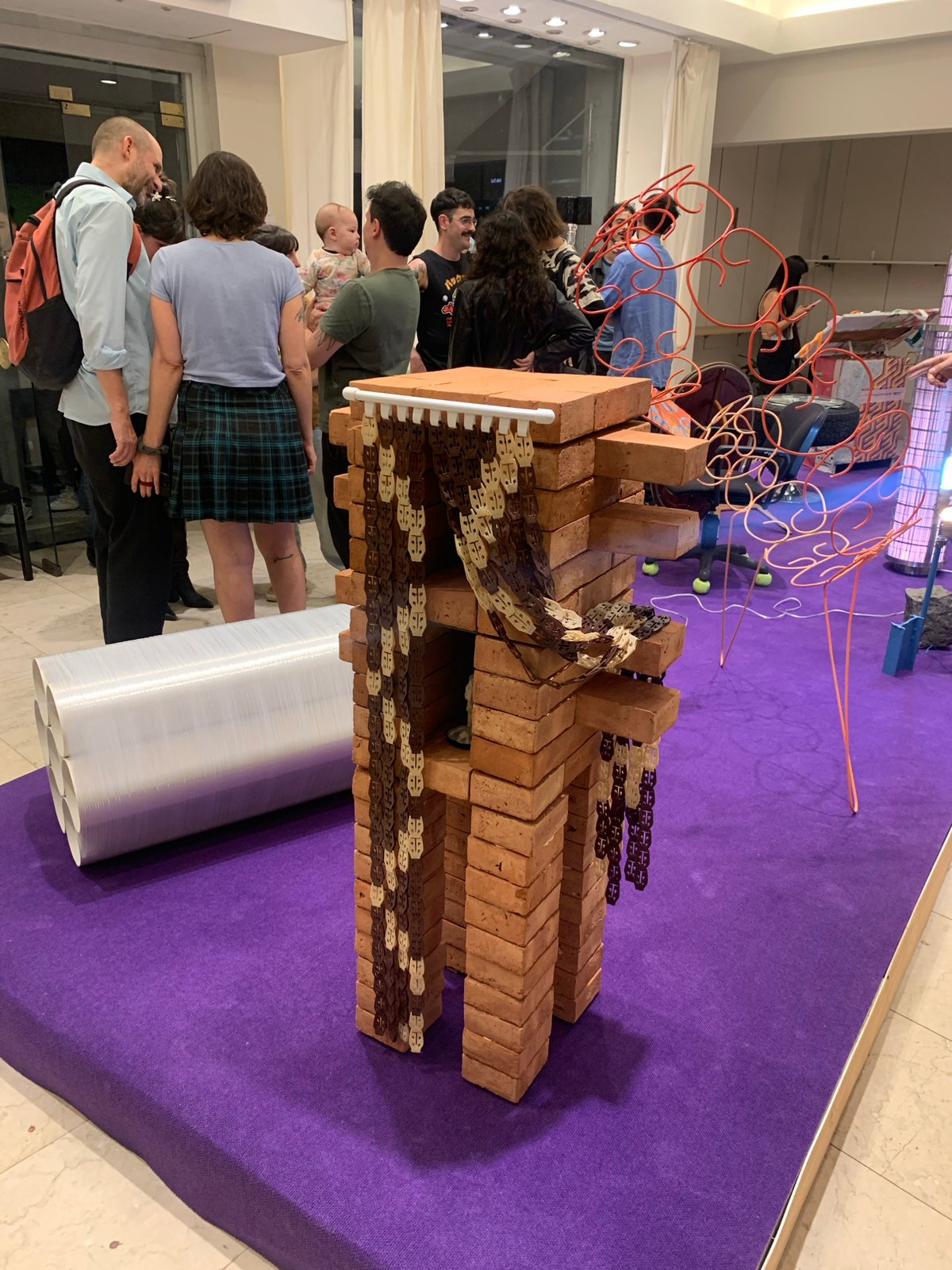 Art exhibition with sculptural installation documented in Buenos Aires