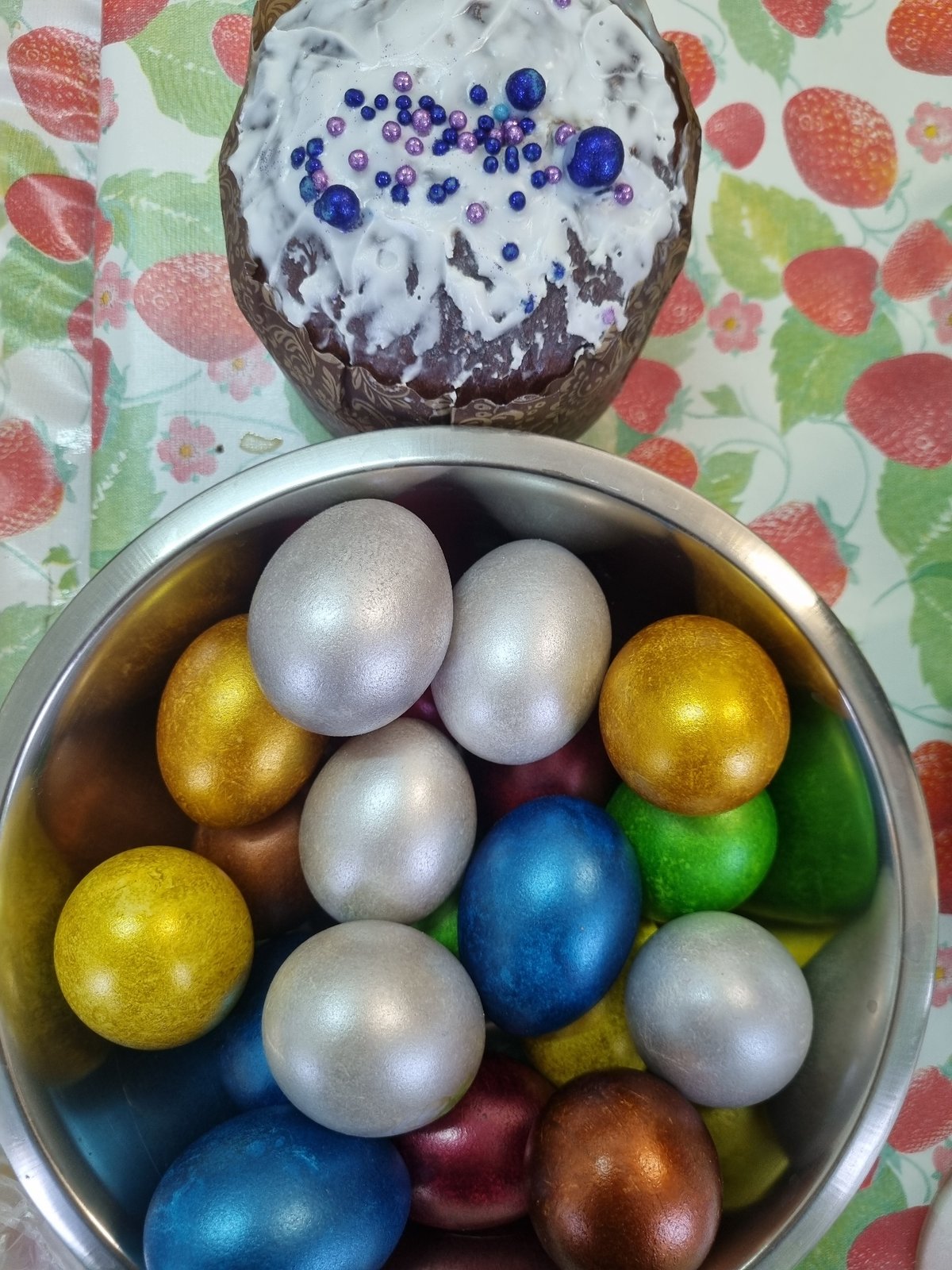 Easter celebration captured with metallic eggs in Kemul, Russia