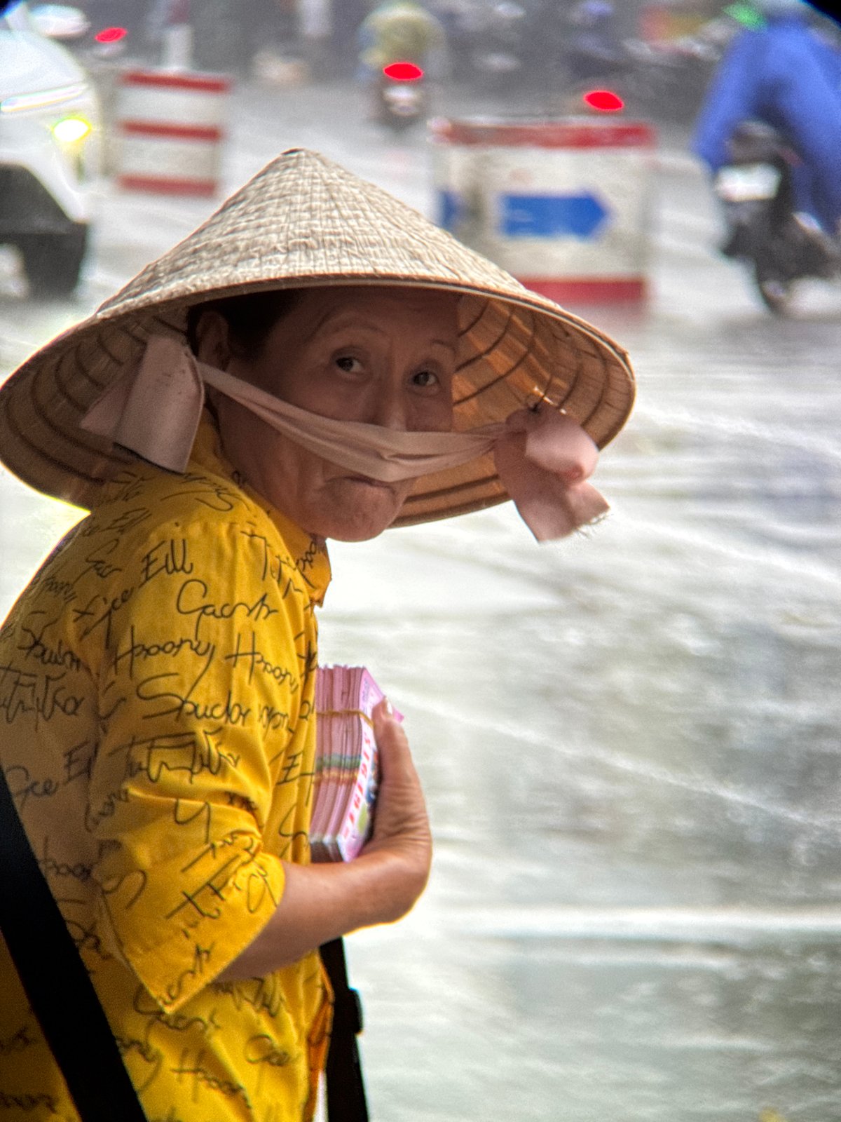 Rainy morning street life in Nha Trang, Vietnam