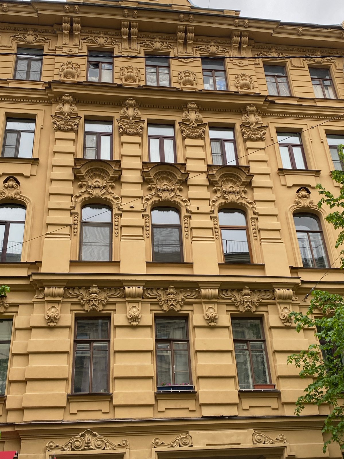 Historic ornate building facade documented in Saint Petersburg