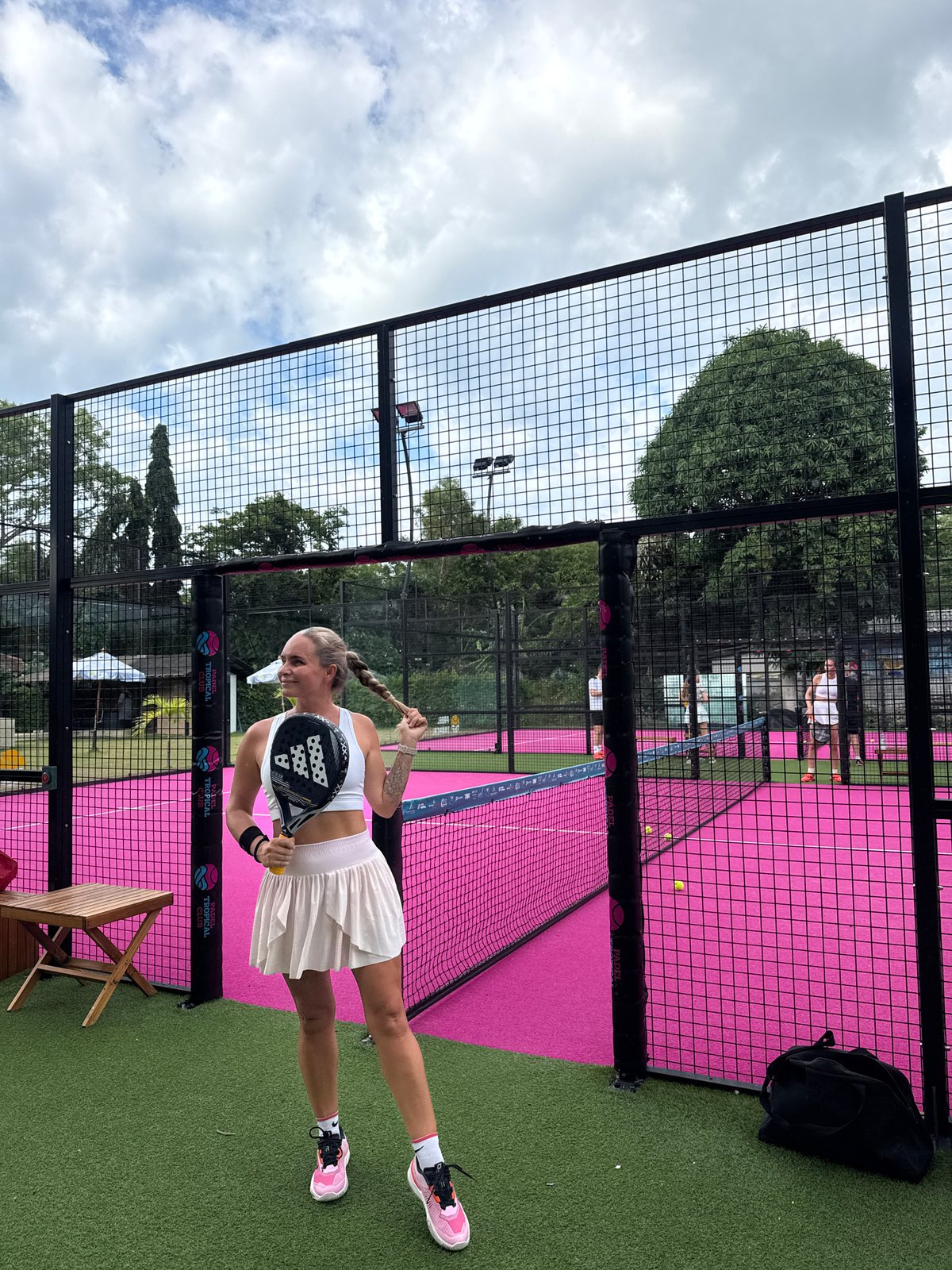 Padel court session on a pink and green court in Ko Samui