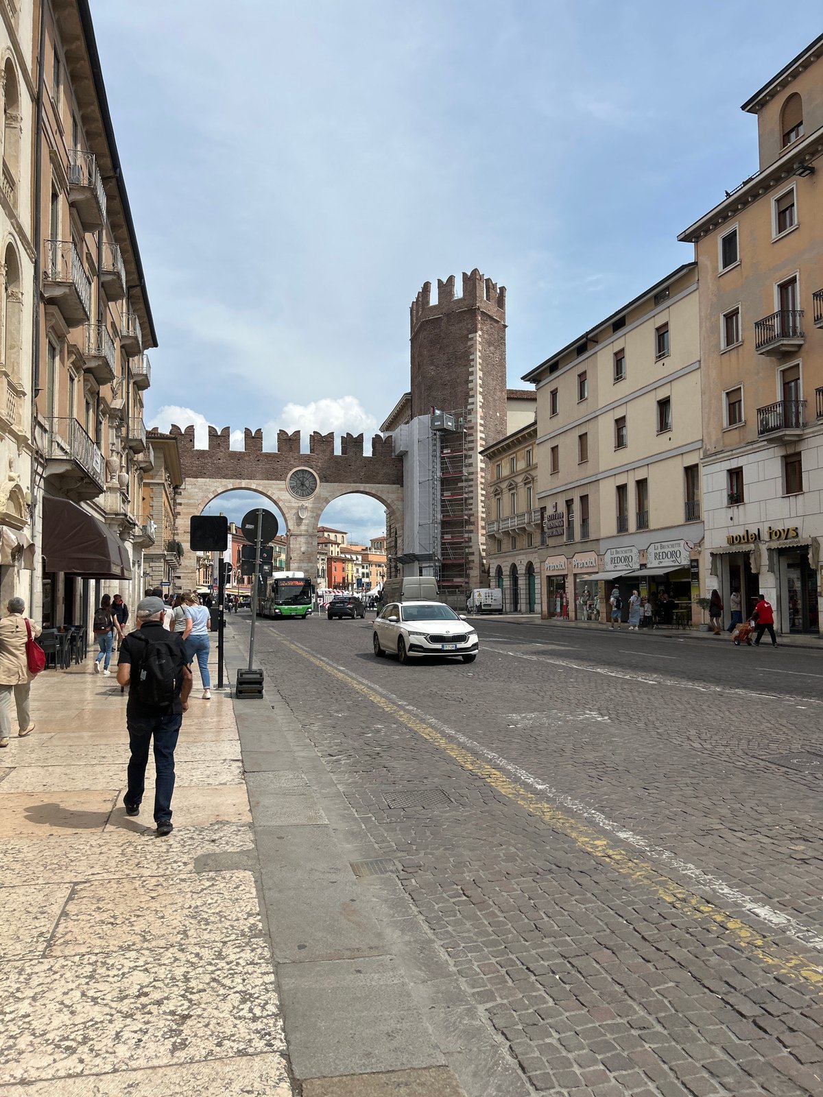 Ancient Roman arch Arco dei Gavi photographed in Verona