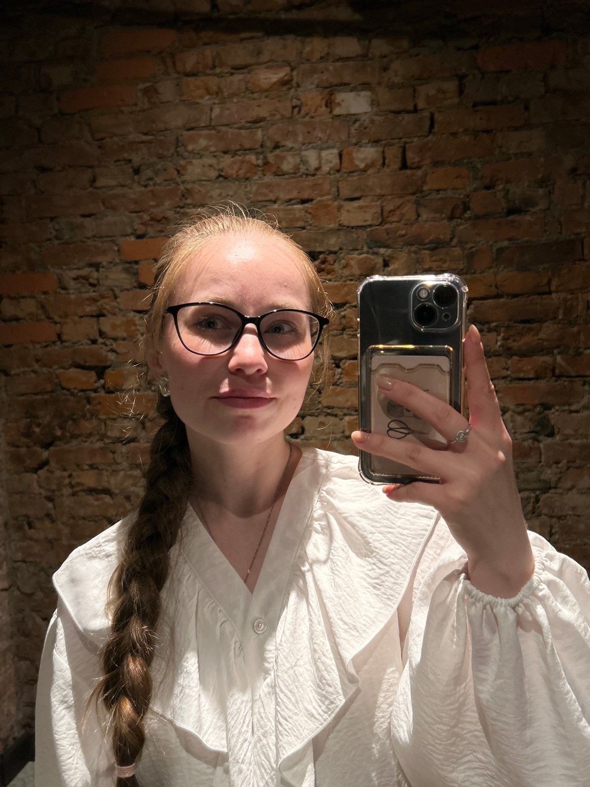 Woman documents flower selfie session and meal in Saint Petersburg