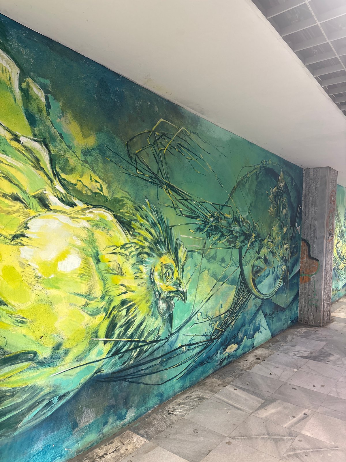Witnesses document mall artwork and murals in unknown location