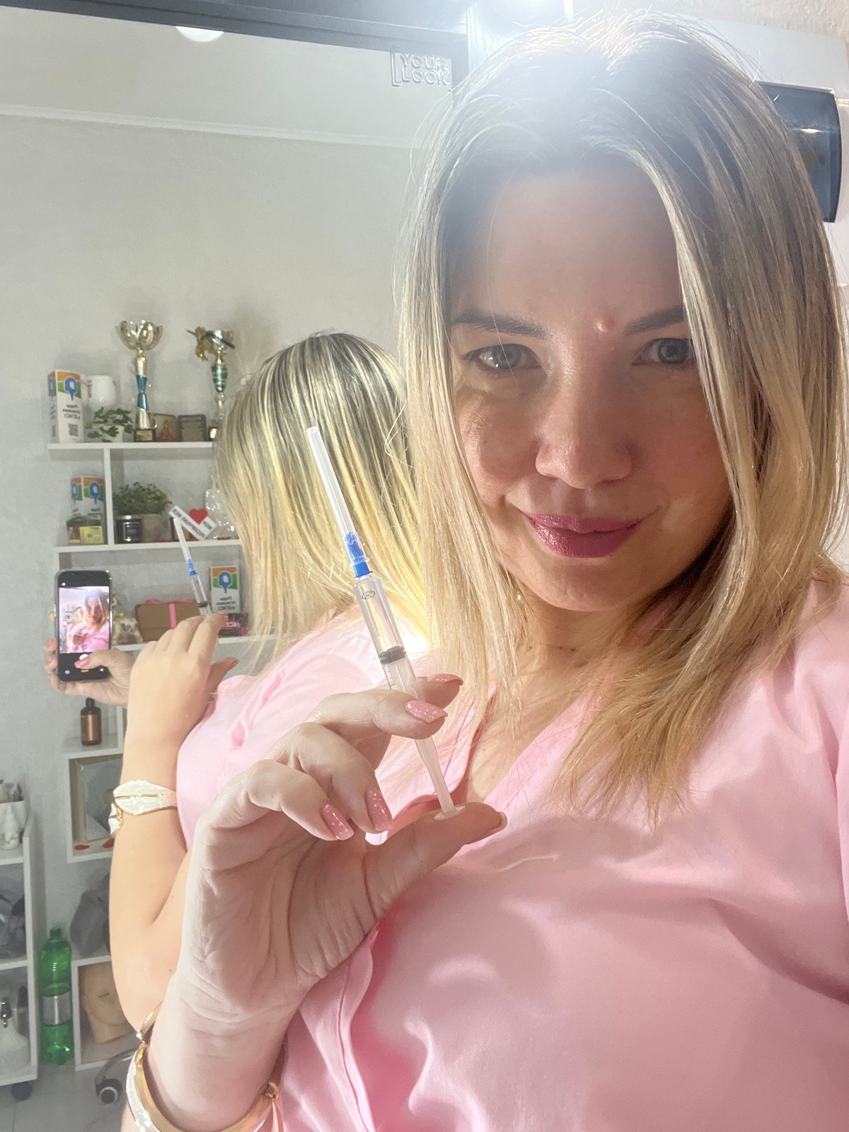 Woman documents beauty treatment session in Sochi clinic