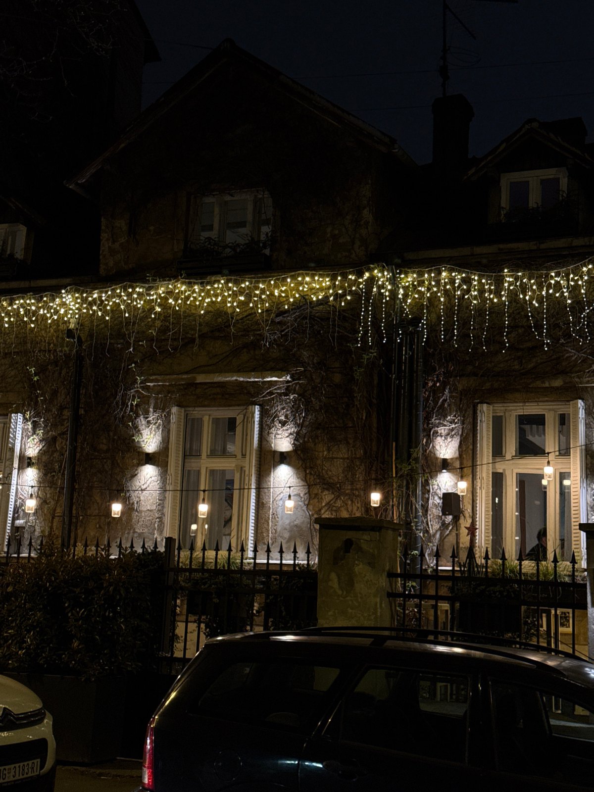Belgrade streets illuminated with decorative lighting during evening hours