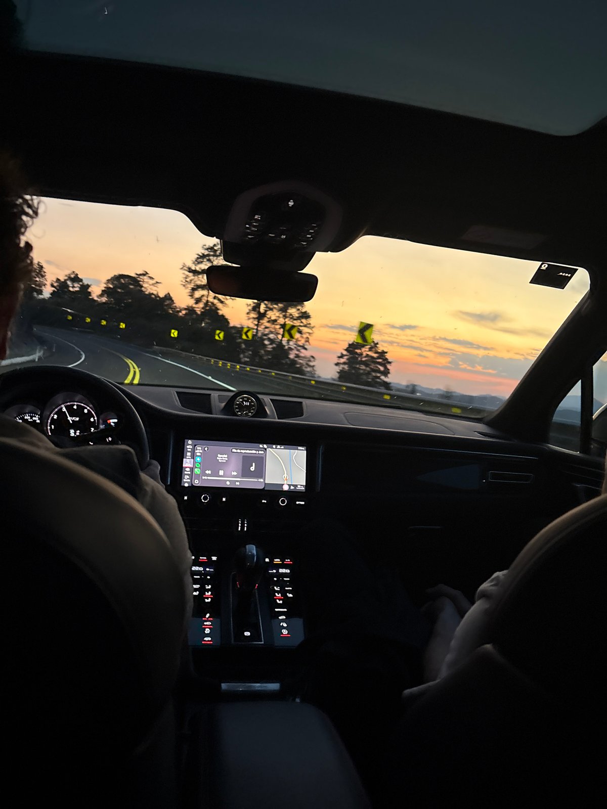 Evening drive captured on tree-lined road in Mexico