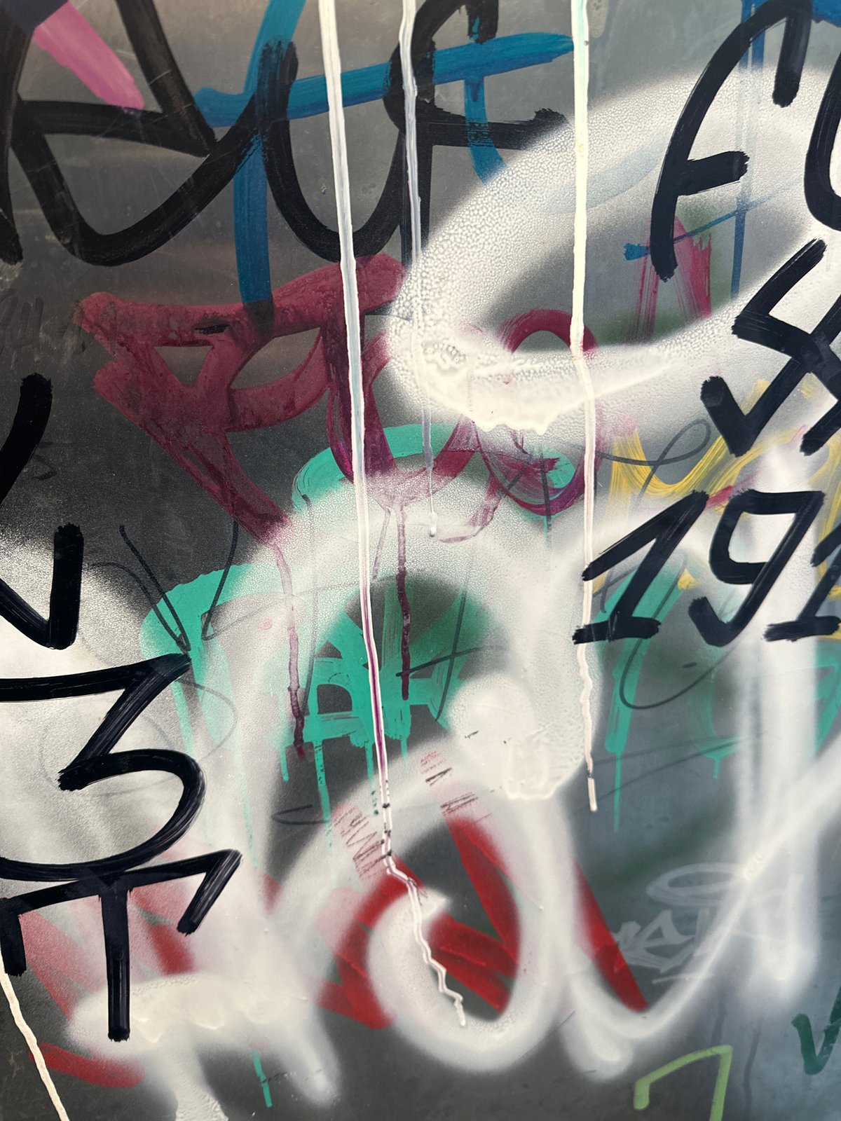Layered abstract graffiti artwork documented in Varna, Bulgaria