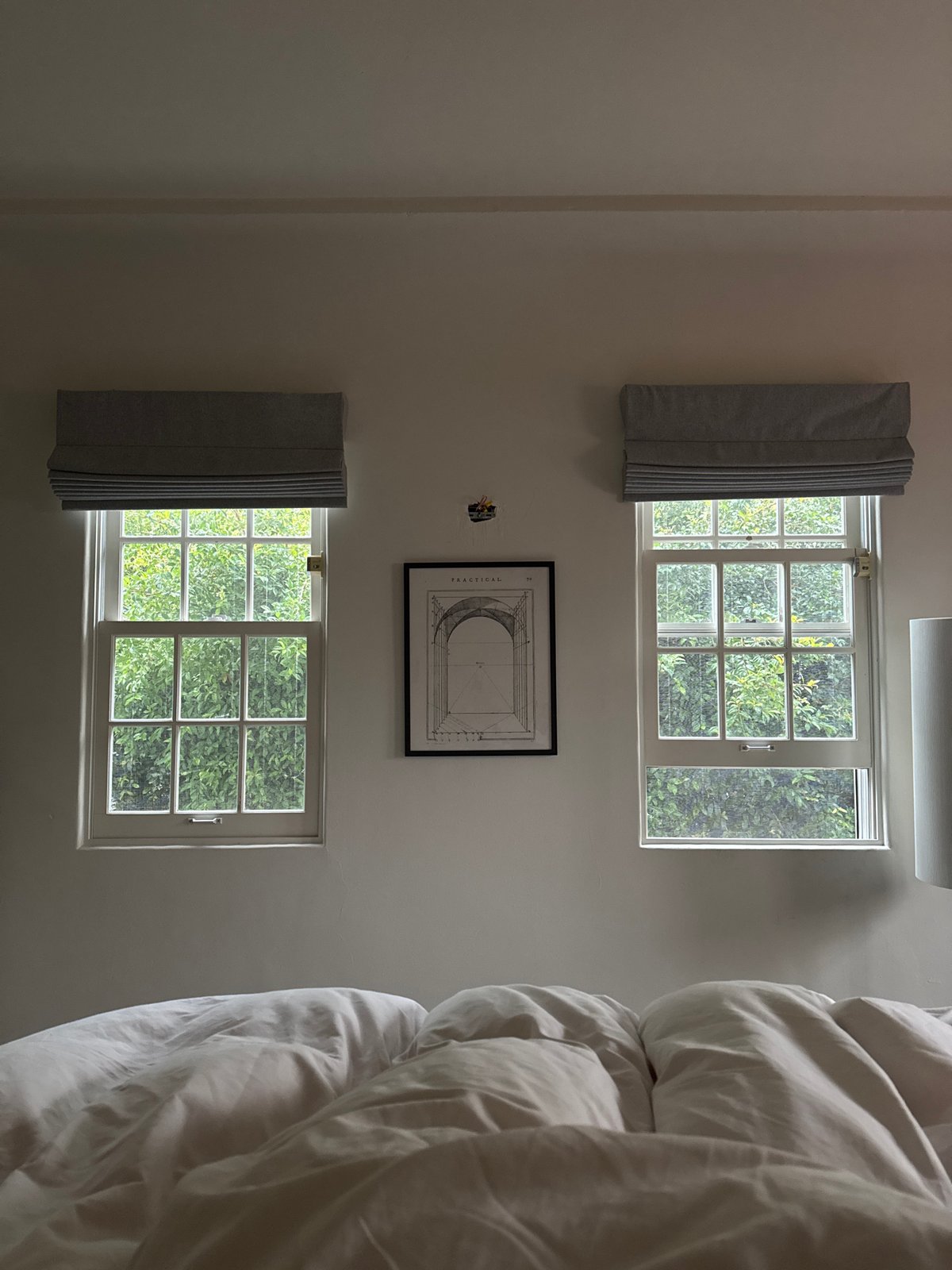 Bedroom interior captured from bed perspective in Los Angeles