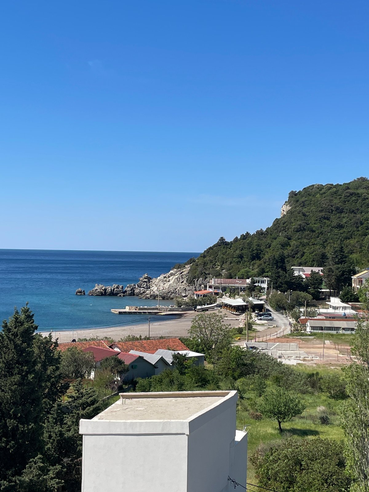 Morning coastal views captured from balcony in Čanj, Montenegro