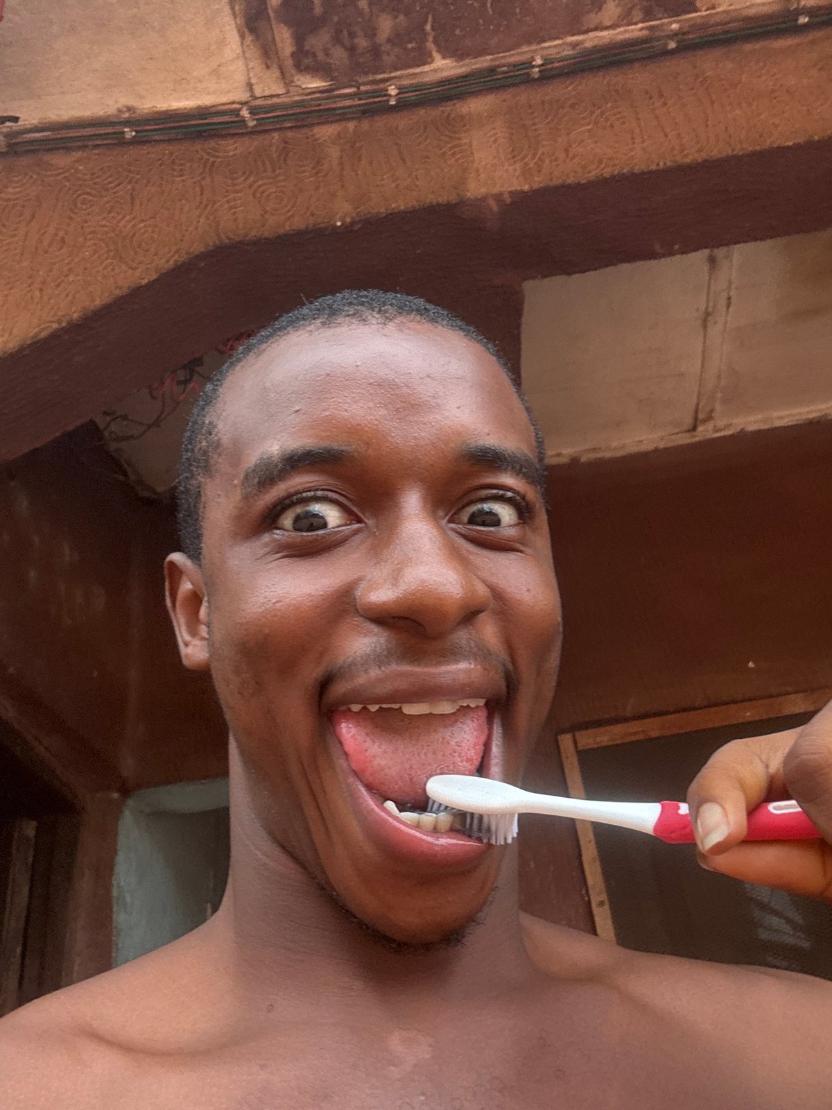 Goofing around outdoors in Nkpor, Nigeria
