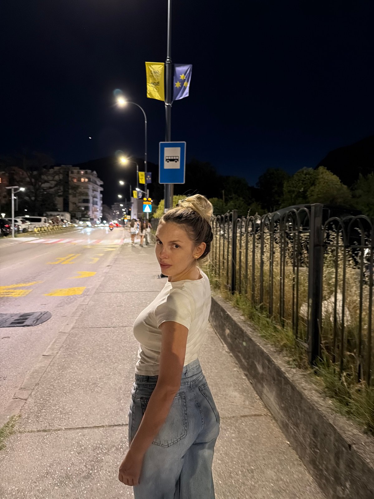 A casual evening around Budva — supermarket, burgers, nighttime streets.