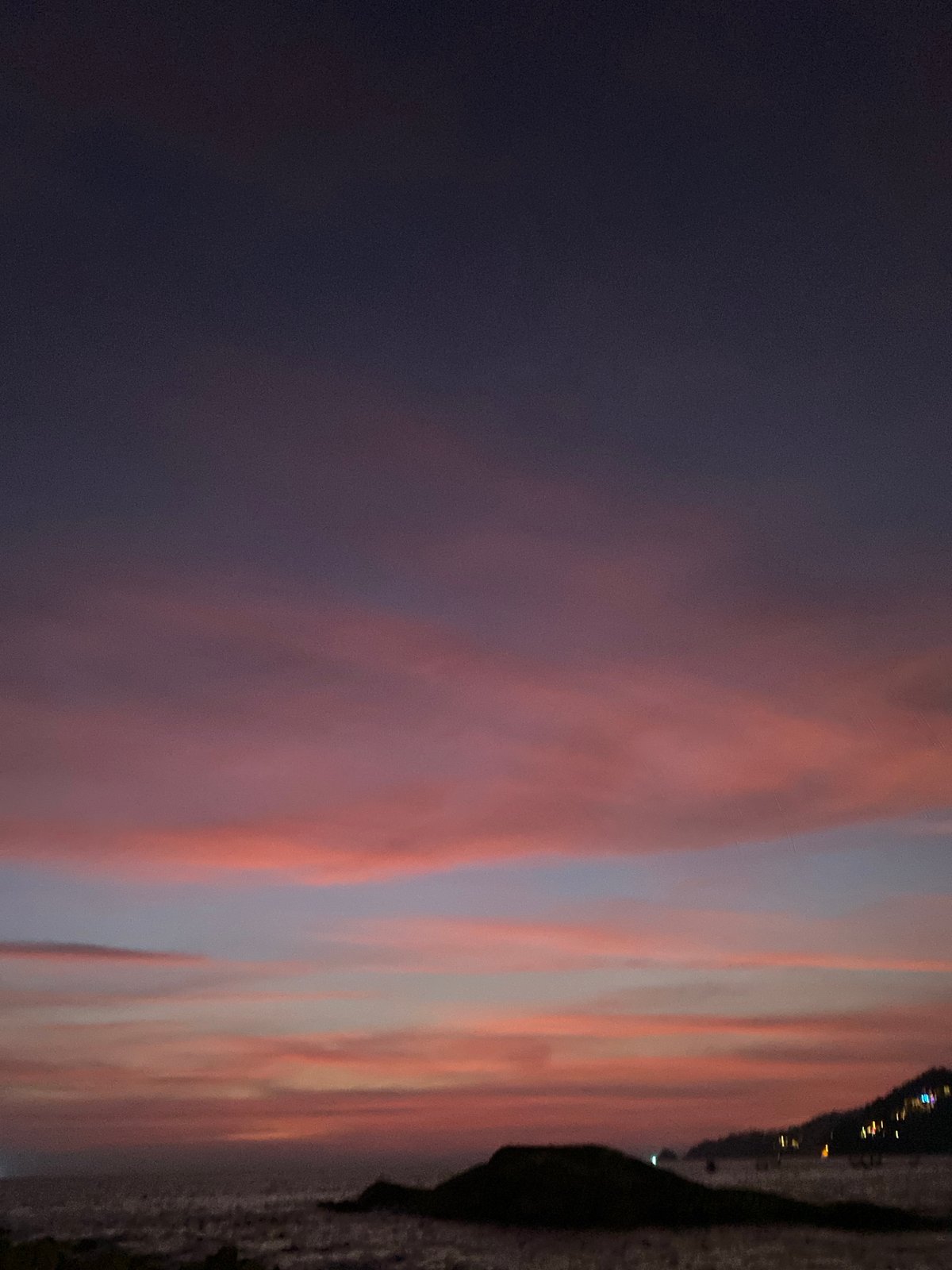 Twilight colors captured over Patong Beach coastline