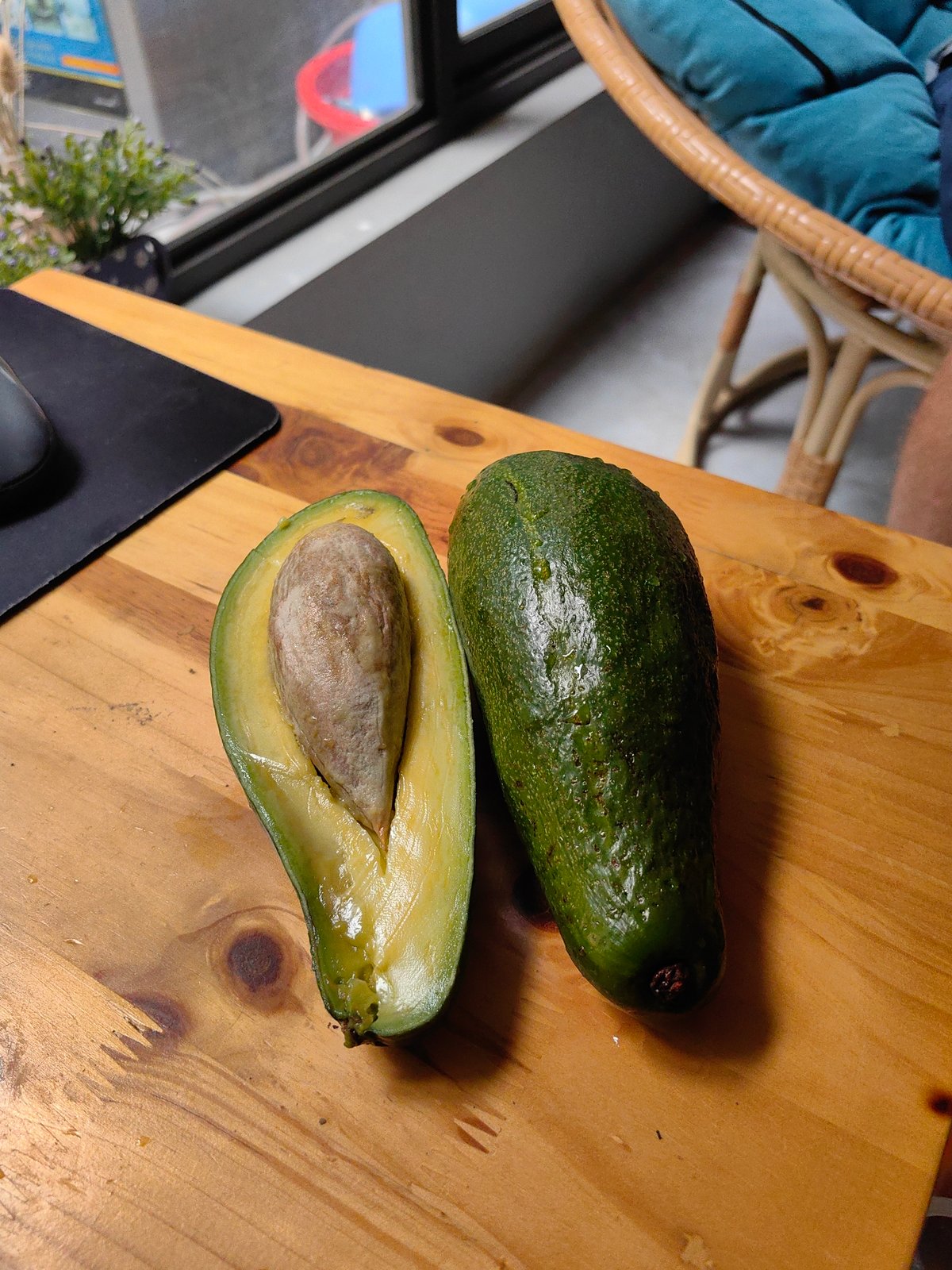 Woman examines fresh avocado at home in Hà Nội