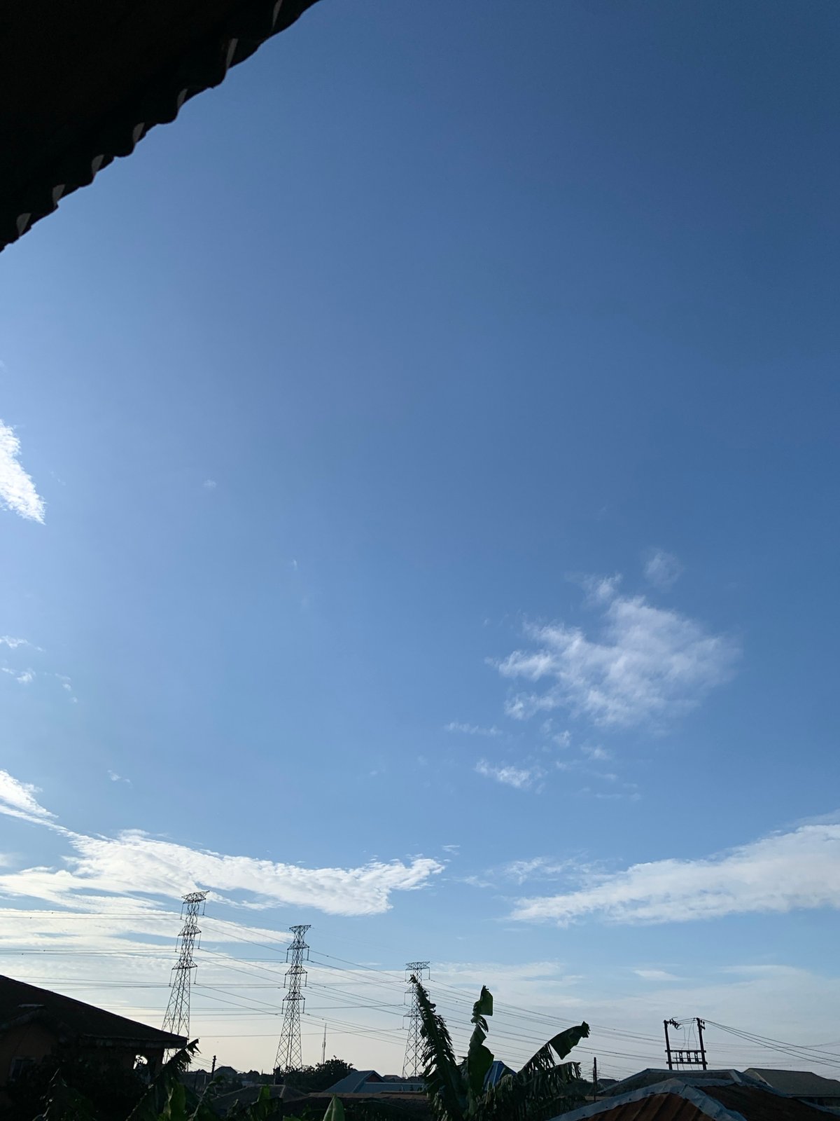 Morning sky views captured in Ikorodu, Nigeria show clouds, aircraft