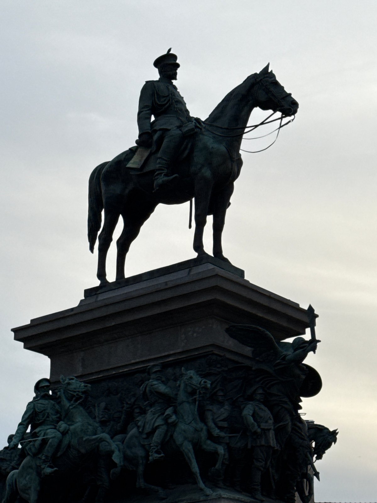 Tourist documents Sofia landmarks in afternoon walking tour