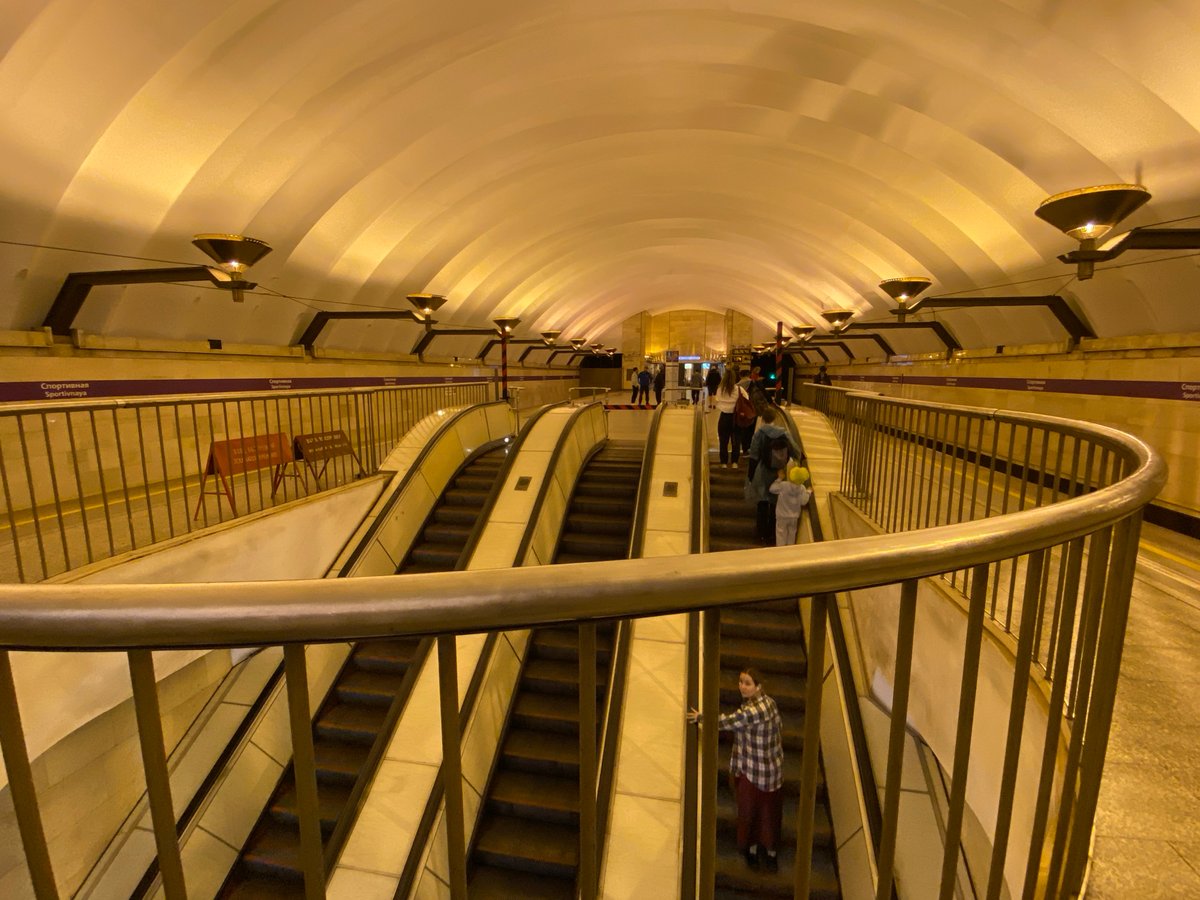 Saint Petersburg metro interiors and Smolny Cathedral, July morning