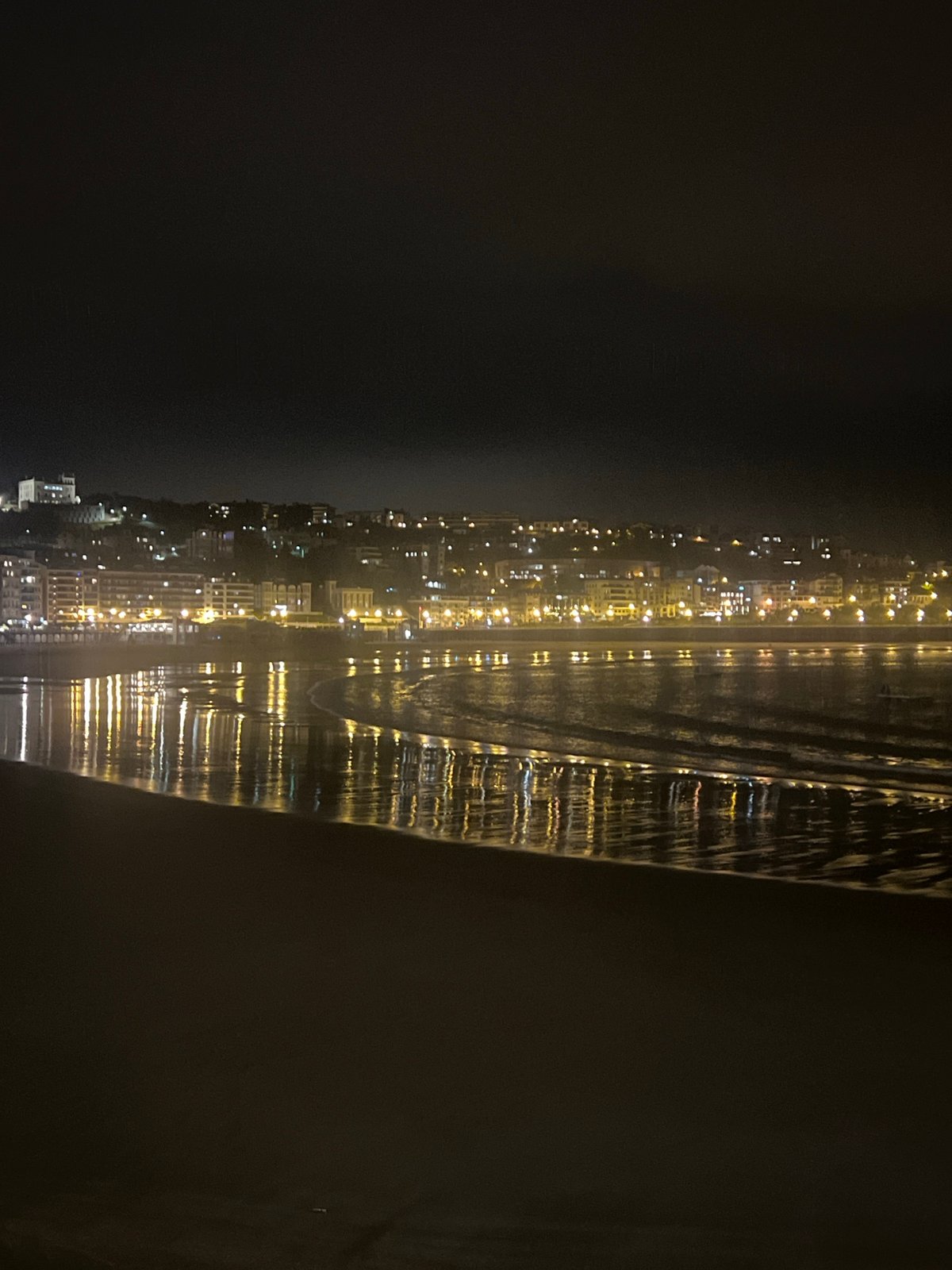 La Concha bay at night, city lights on the water