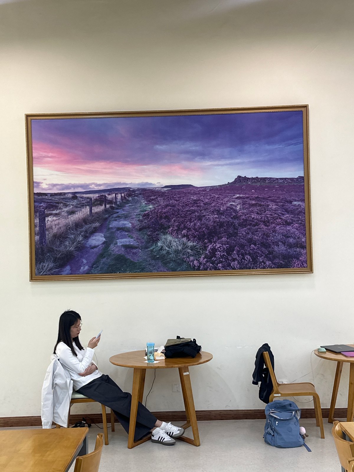 Person views artwork in Chongqing High-tech Zone indoor space