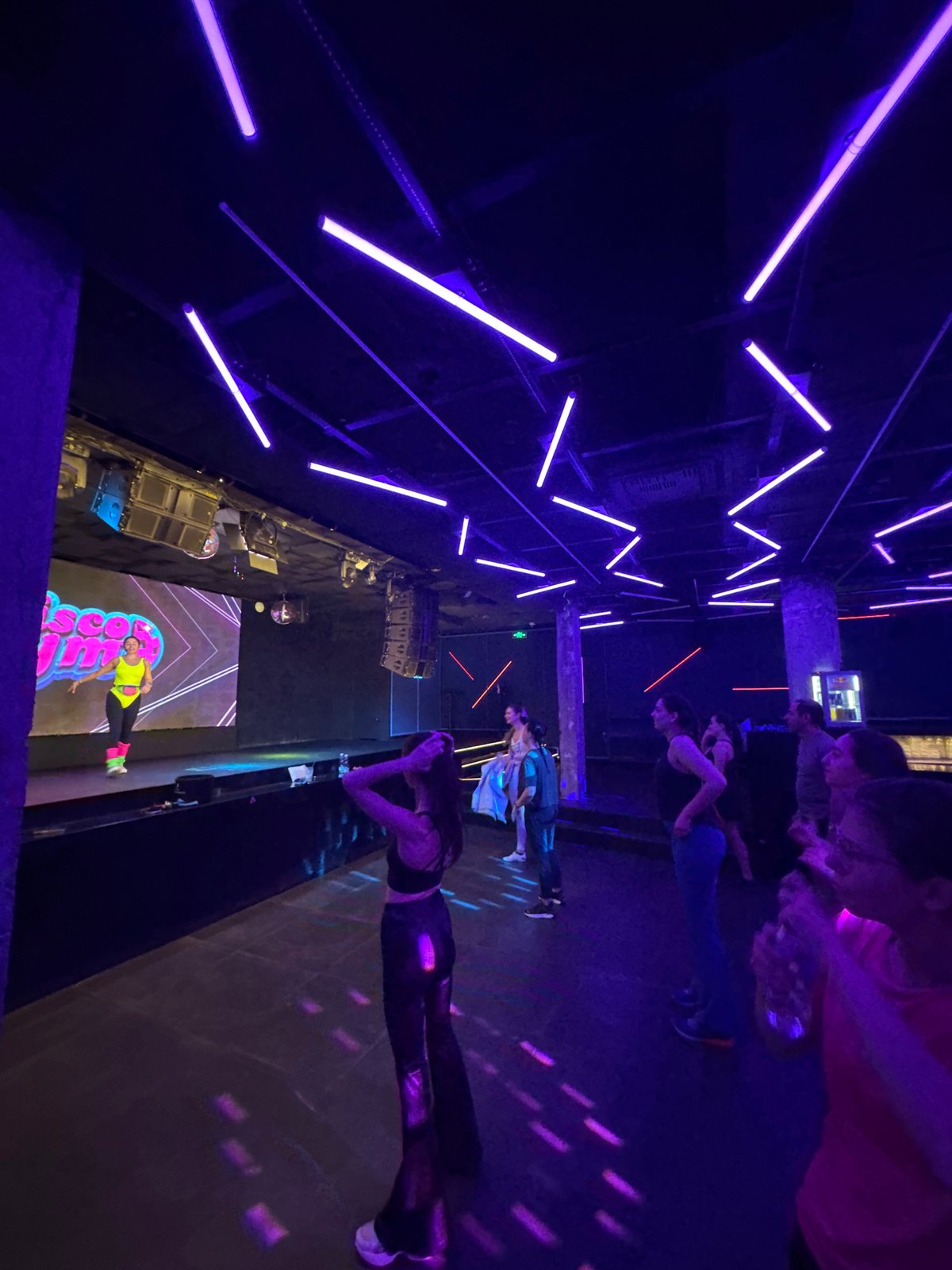 Neon-lit disco venue operates in Sofia, Bulgaria Friday evening