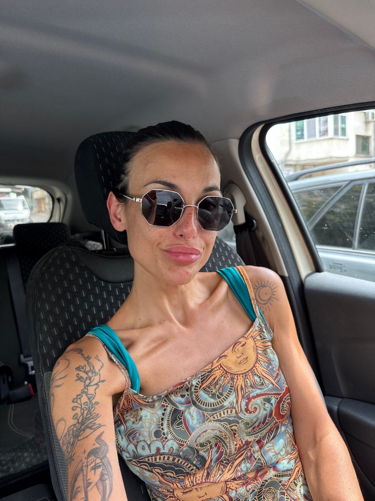Selfie session in Pleven, inside and outside the car.
