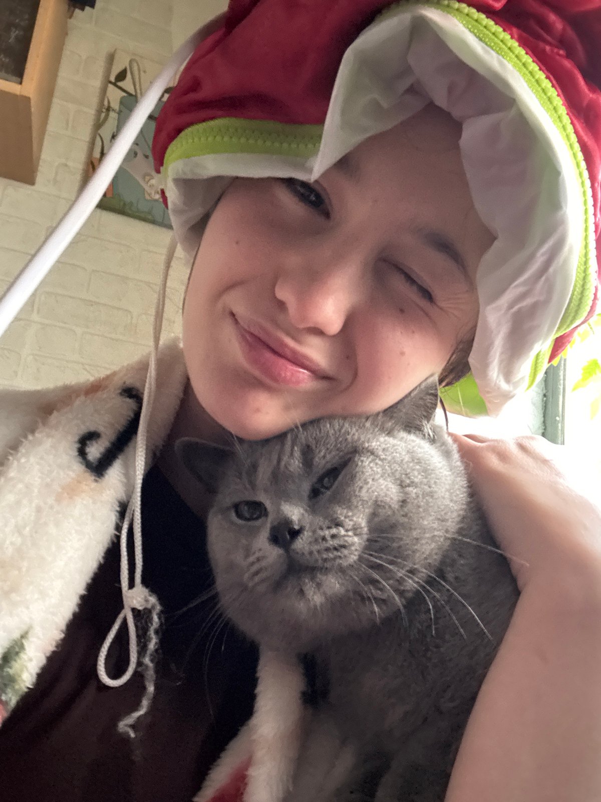 Woman shares affectionate moments with gray cat in Russia