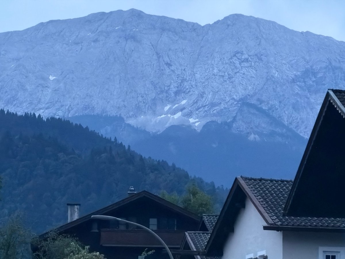 Garmisch-Partenkirchen under overcast skies, Zugspitze in the background