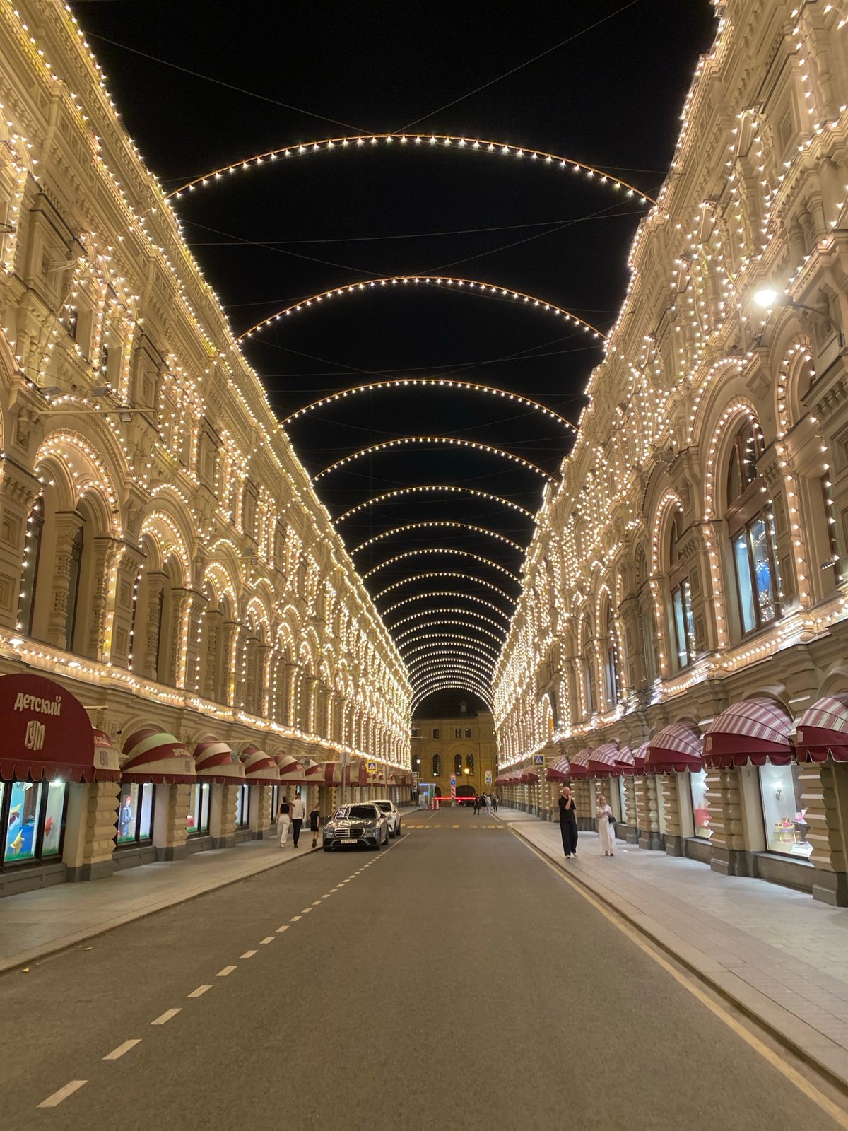 Moscow's Red Square area lit up on a summer night
