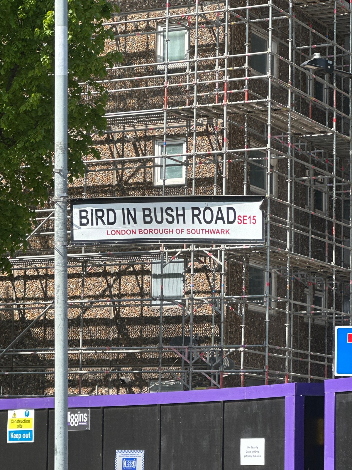 London building wrapped in scaffolding during renovation work