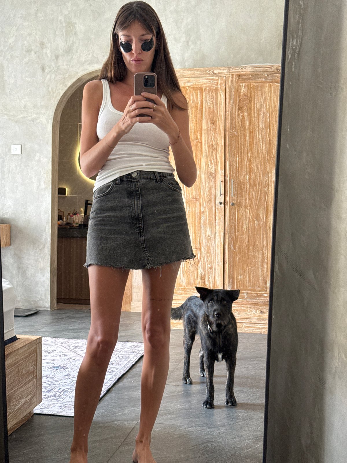 Mirror selfie session with eye patches in North Kuta