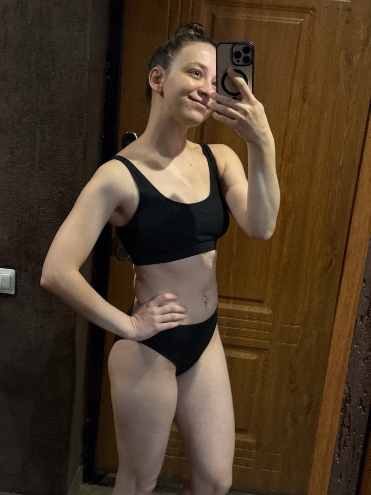 Woman takes selfie in swimwear at Chaikovsky residence