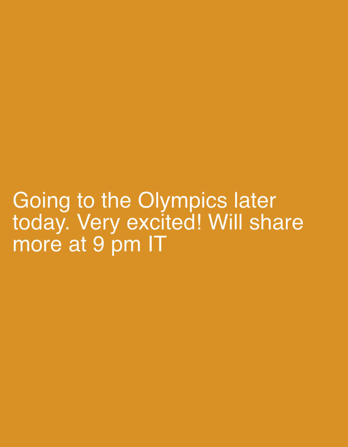Milan woman documents Olympic day preparations in selfies