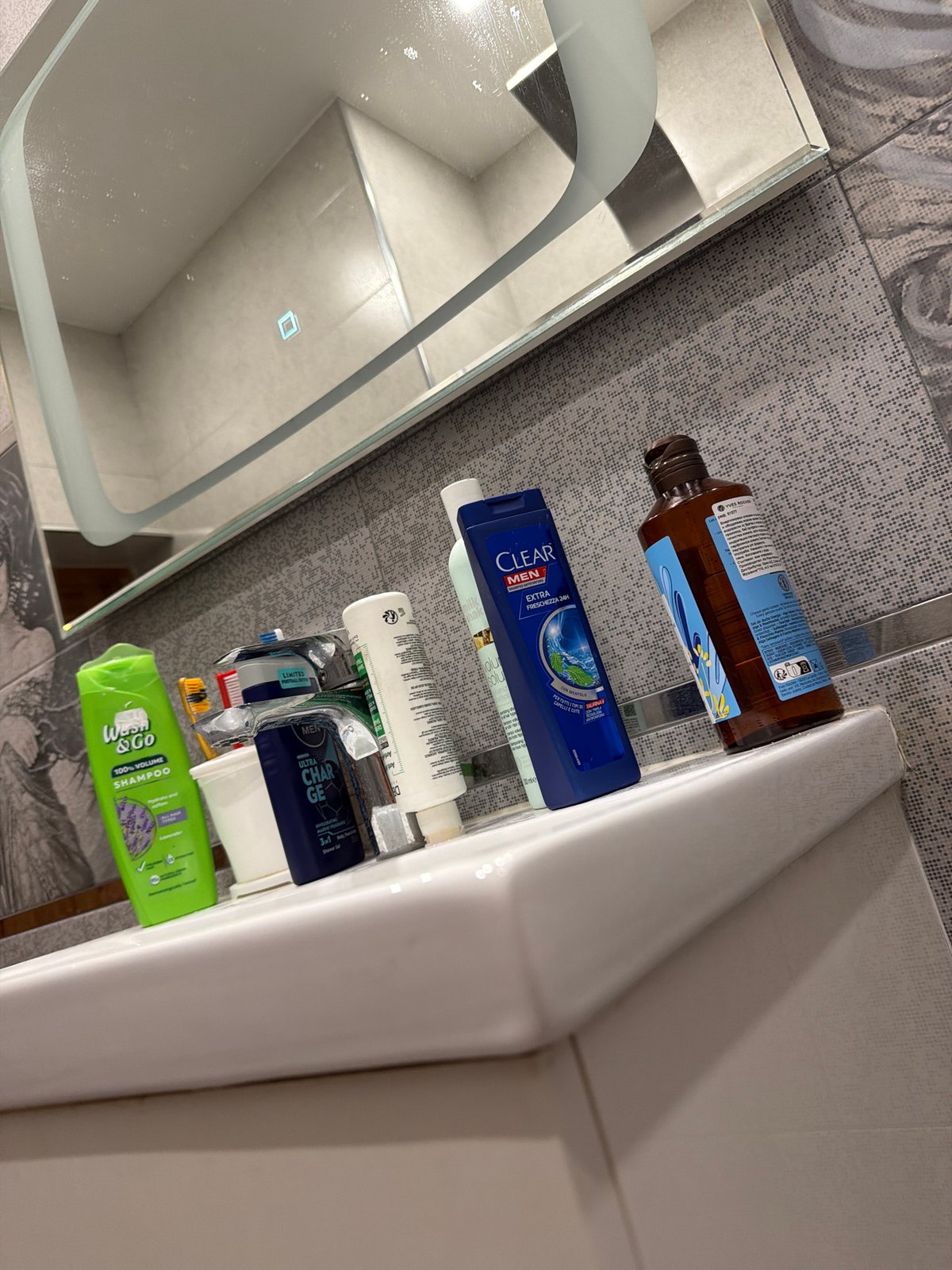 Witness captures bathroom scene and yellow text displays